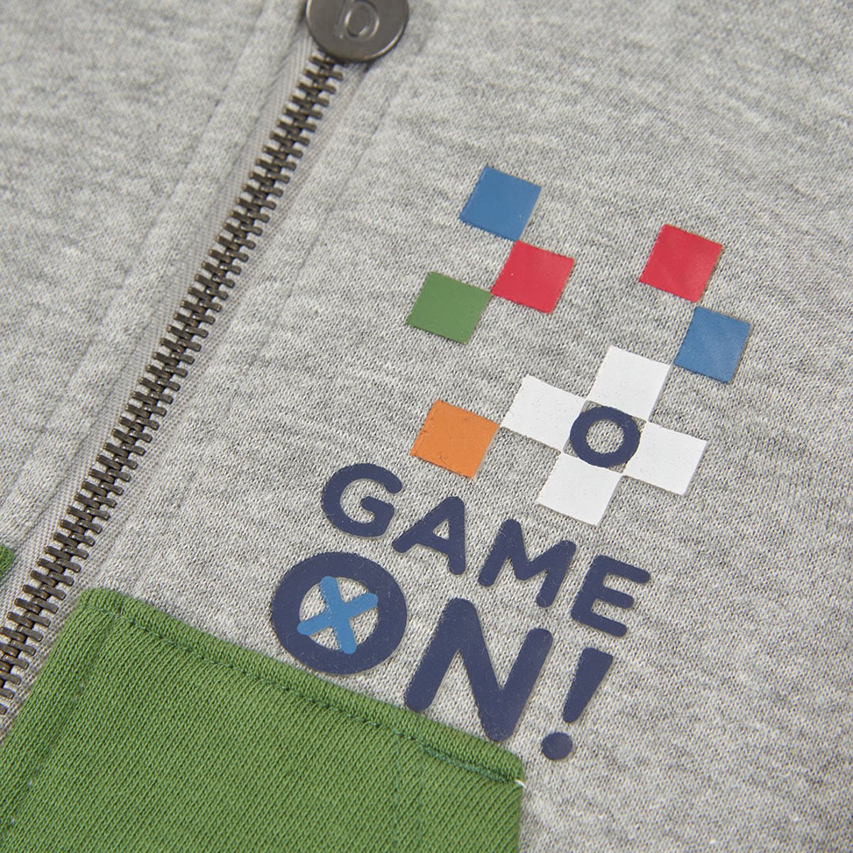 Sweat-shirt à capuche garçon Game On gris, BOBOLI