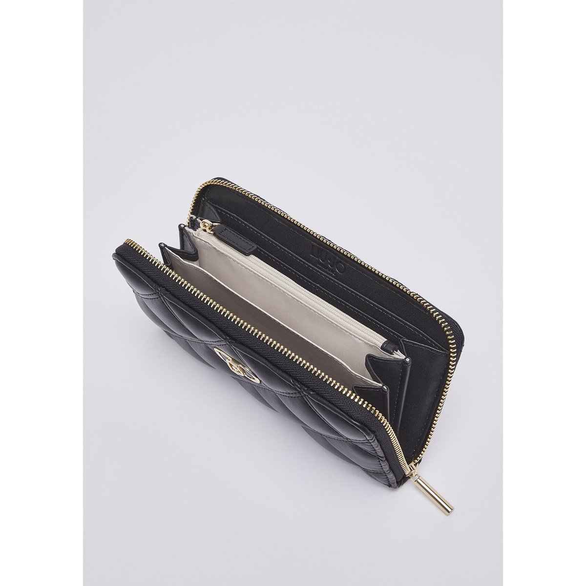 Portefeuille grand format matelassé noir, LIU JO