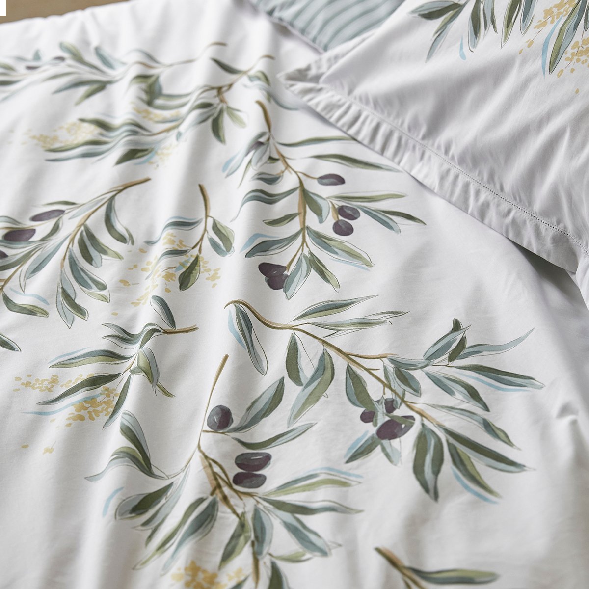 Housse de couette imprimée L'OLIVERAIE blanc, SYLVIE THIRIEZ