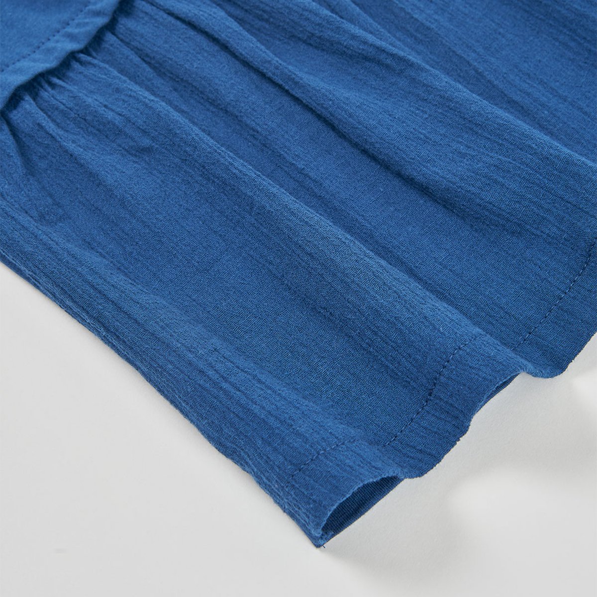 T-shirt fille mancs longues coton bleu, BOBOLI