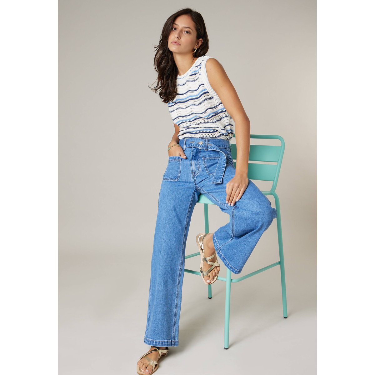 Jean wide leg femme KAMI stone used, DEELUXE