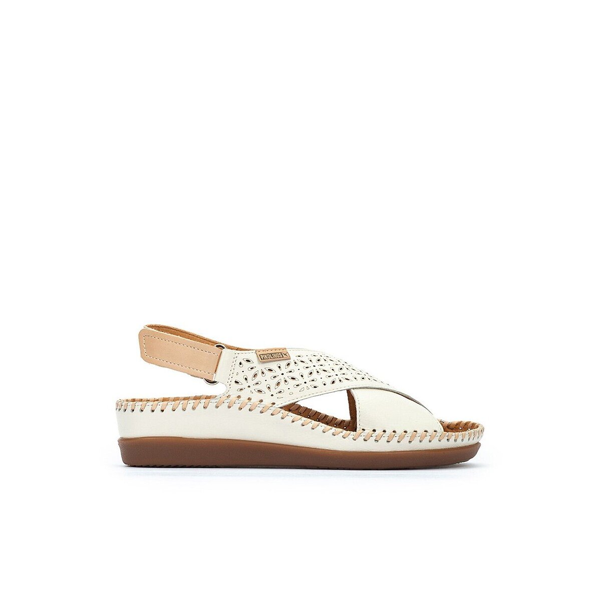 Sandales semi-compensées en cuir, CADAQUES blanc, PIKOLINOS