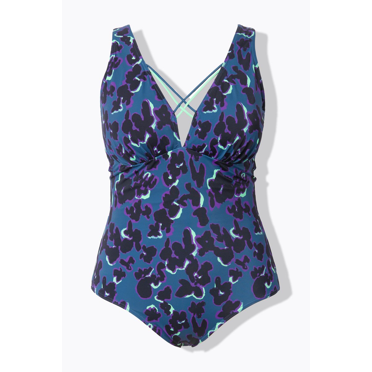 Maillot de bain à bonnets souples. Rubans pétrole foncé, ULLA POPKEN