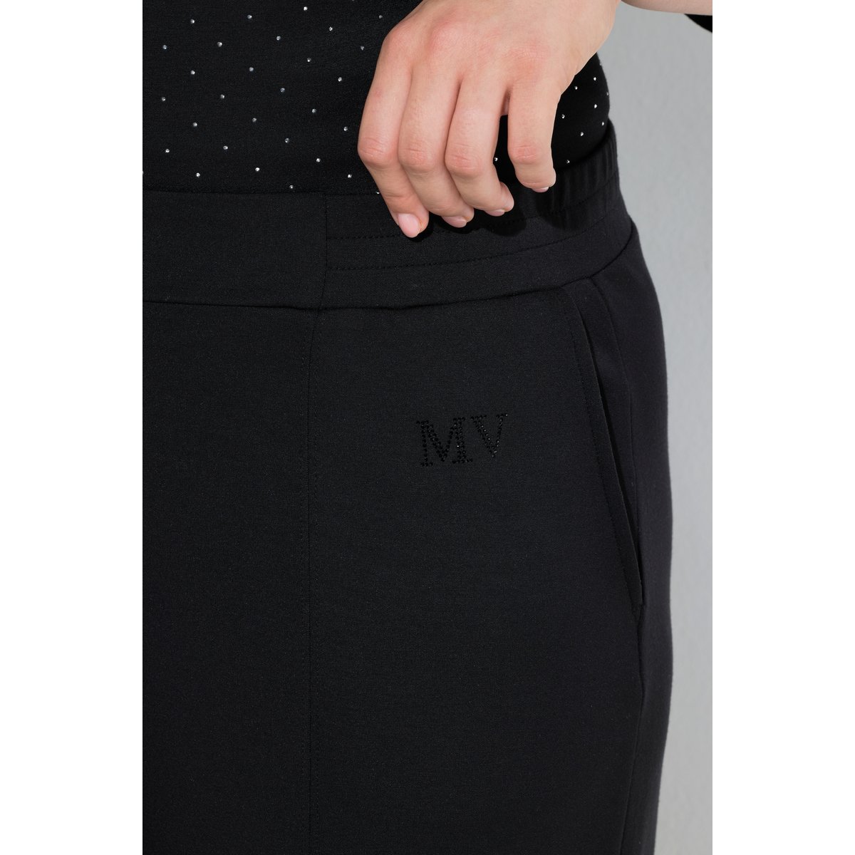 Pantalon en molleton, jambe large et droite noir, ULLA POPKEN