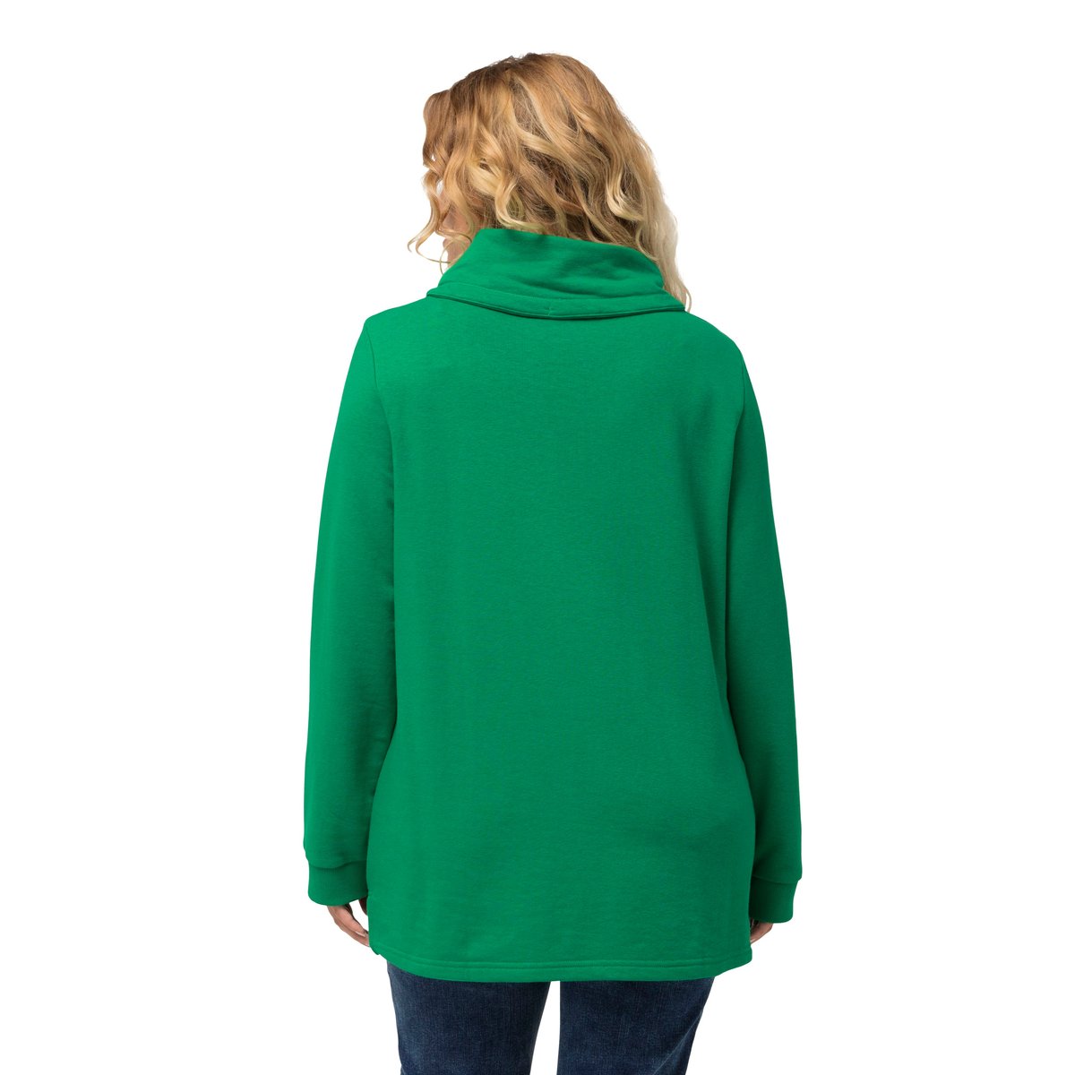 Sweat-shirt col montant et manches longues. vert émeraude, ULLA POPKEN