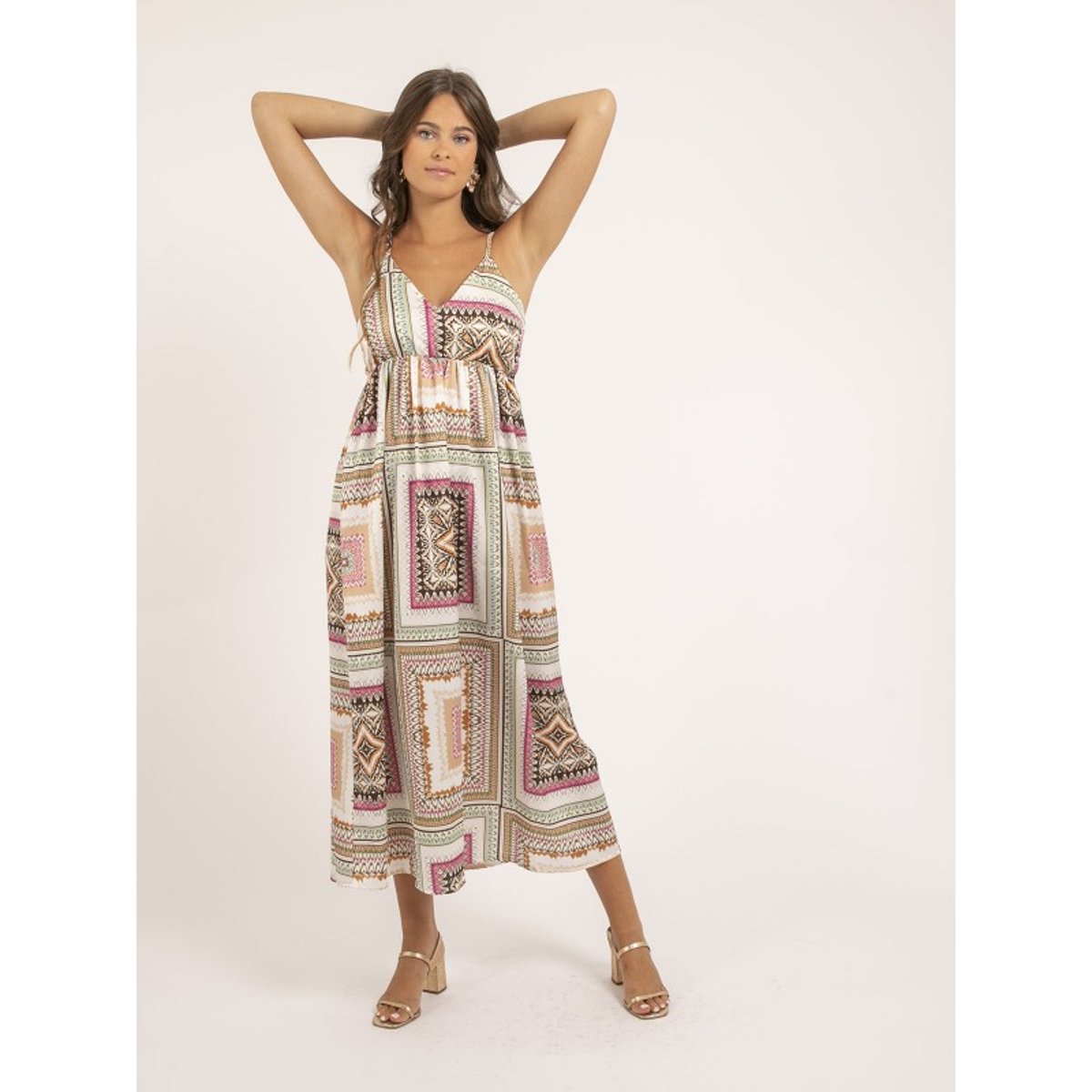 Robe Longue Motifs Imani ecru, DONA LISA