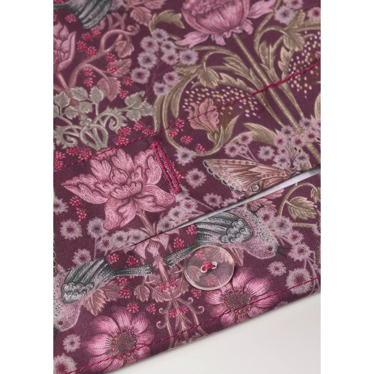 Housse de couette percale de coton imprimé fleuri lit 90 cm prune, MANGO HOME