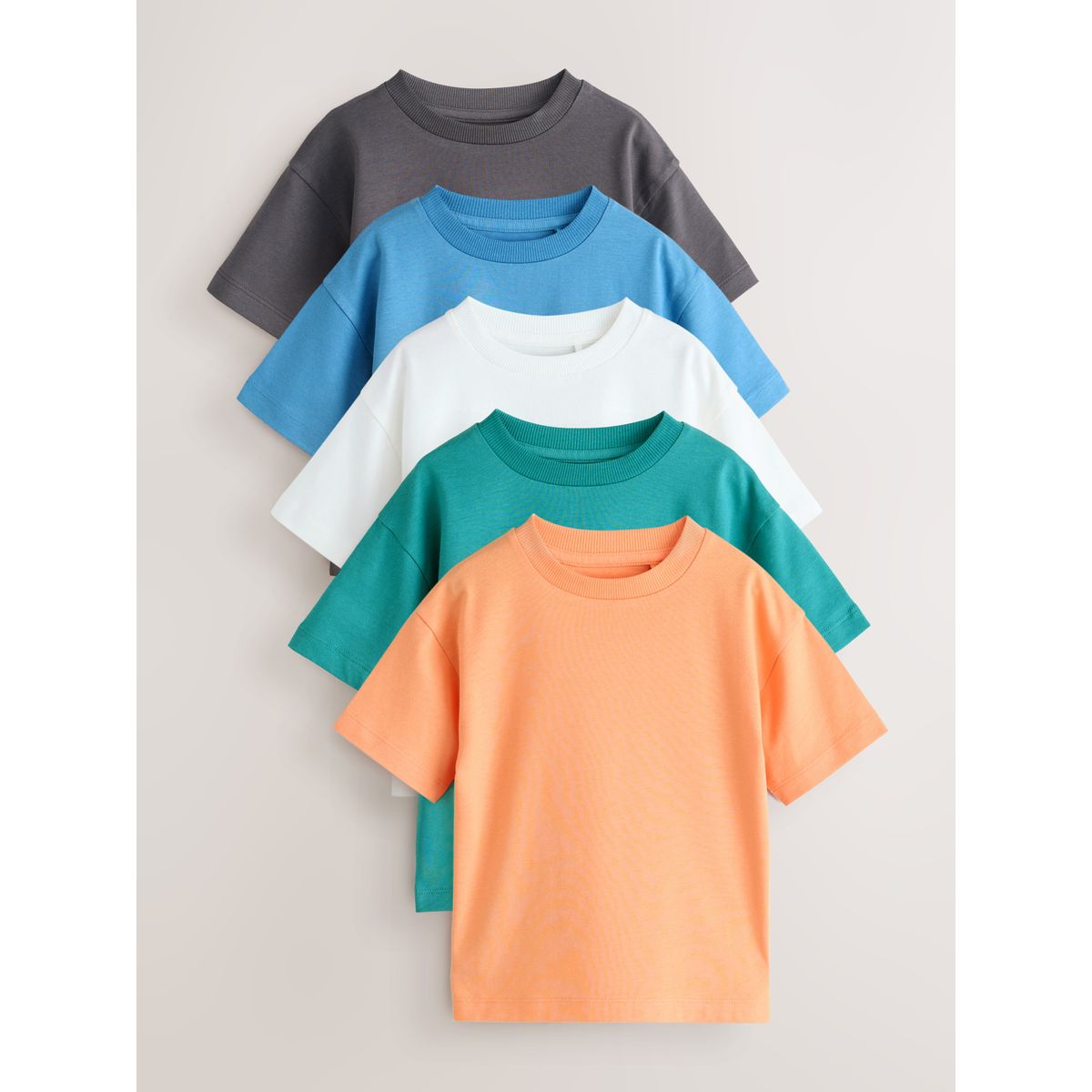 T-shirt à manches courtes, lot de 5 anthracite/blanc/bleu/orange/vert, NEXT