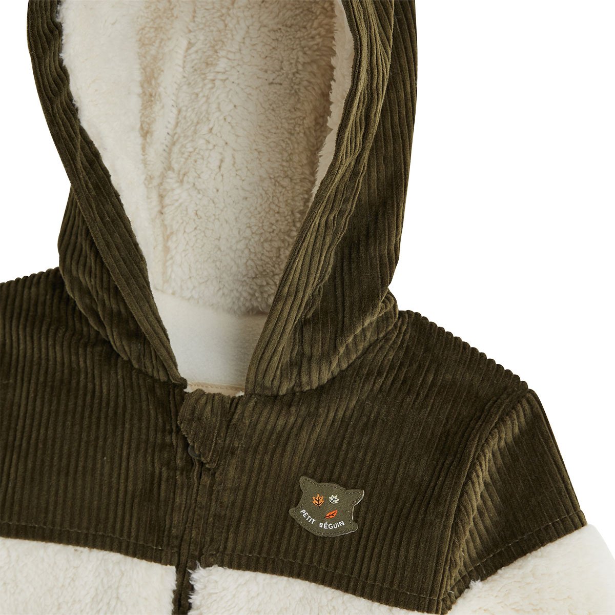 Veste enfant intérieur polaire avec capuche Ginkgo vert, PETIT BEGUIN