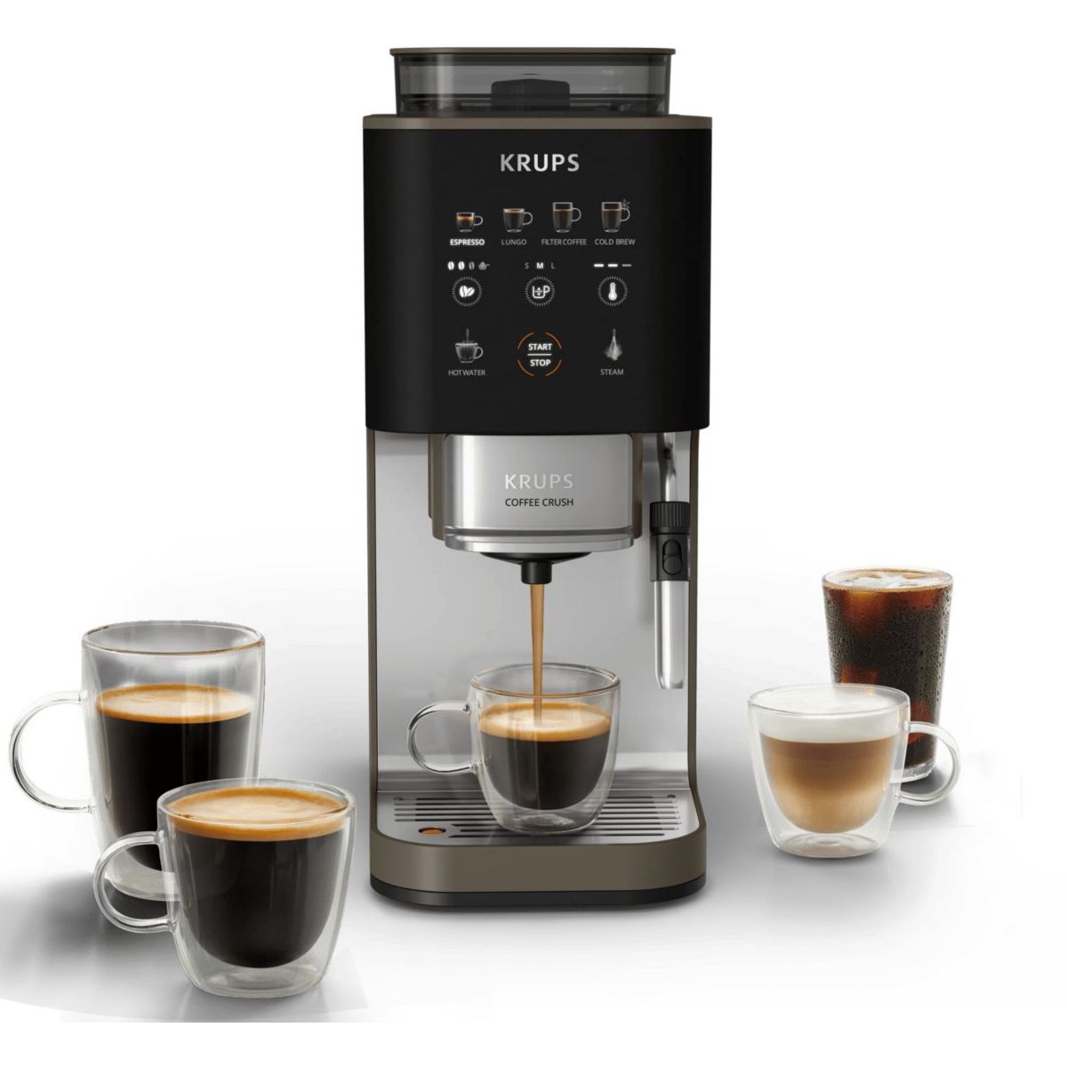 Expresso Broyeur Coffee Crush Experience, Machine à café à grains ultra compacte SA403BE0 couleur unique, KRUPS