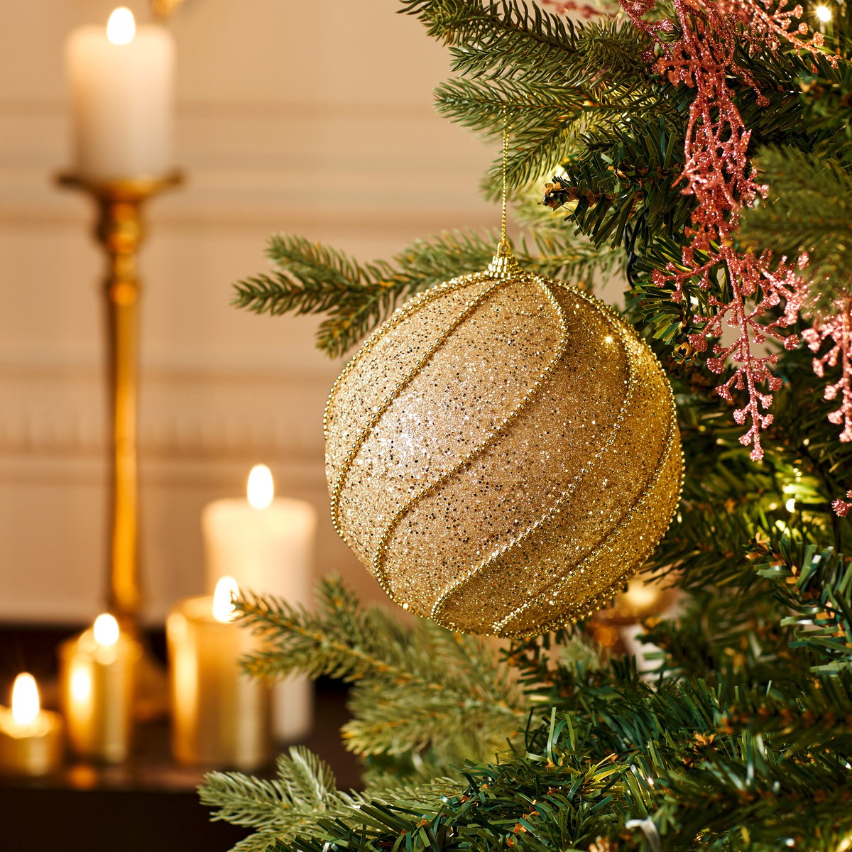 Boule maxi pailletée D.15 cm doré, FEERIC LIGHTS & CHRISTMAS