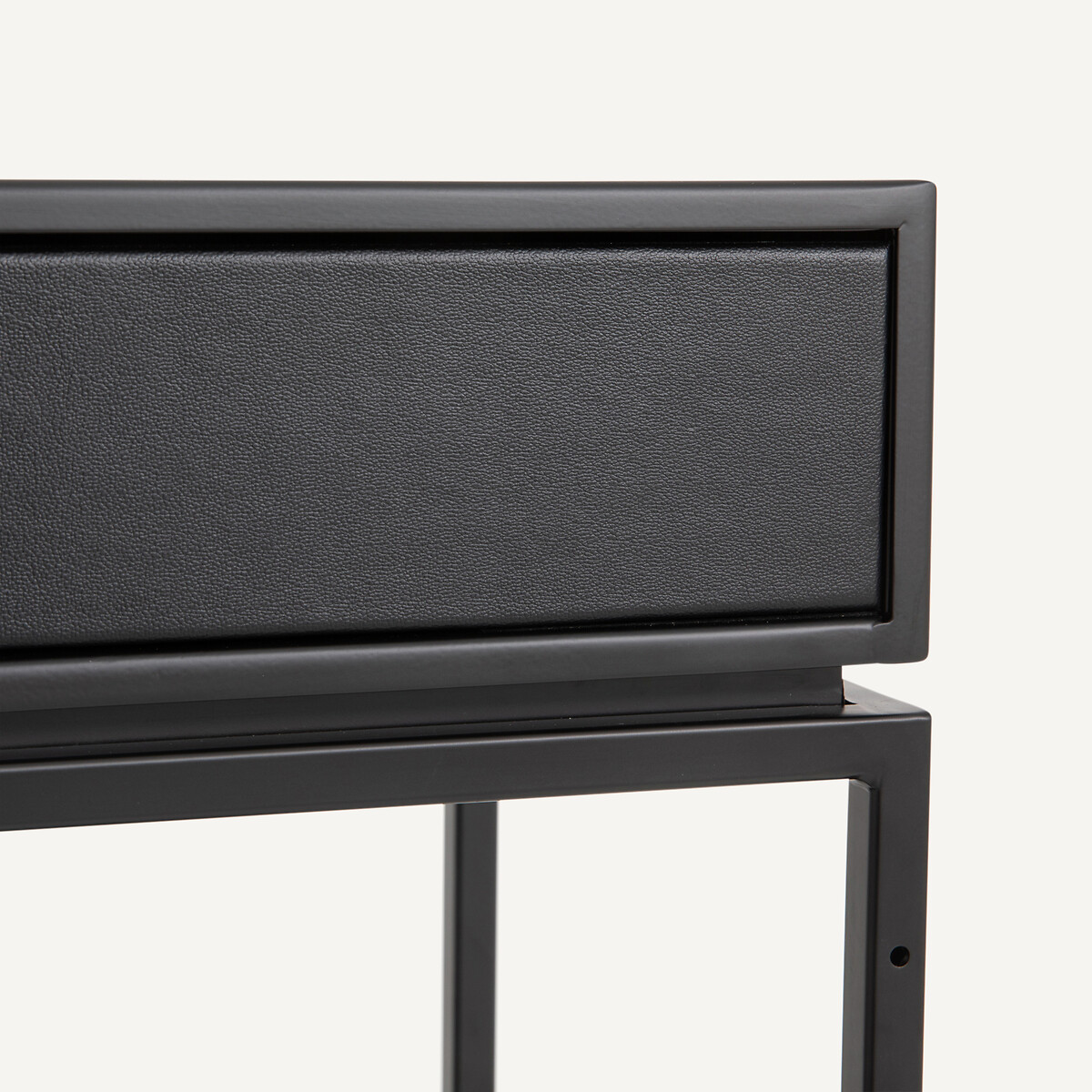 Console métal acier et cuir Réalto noir, AM.PM