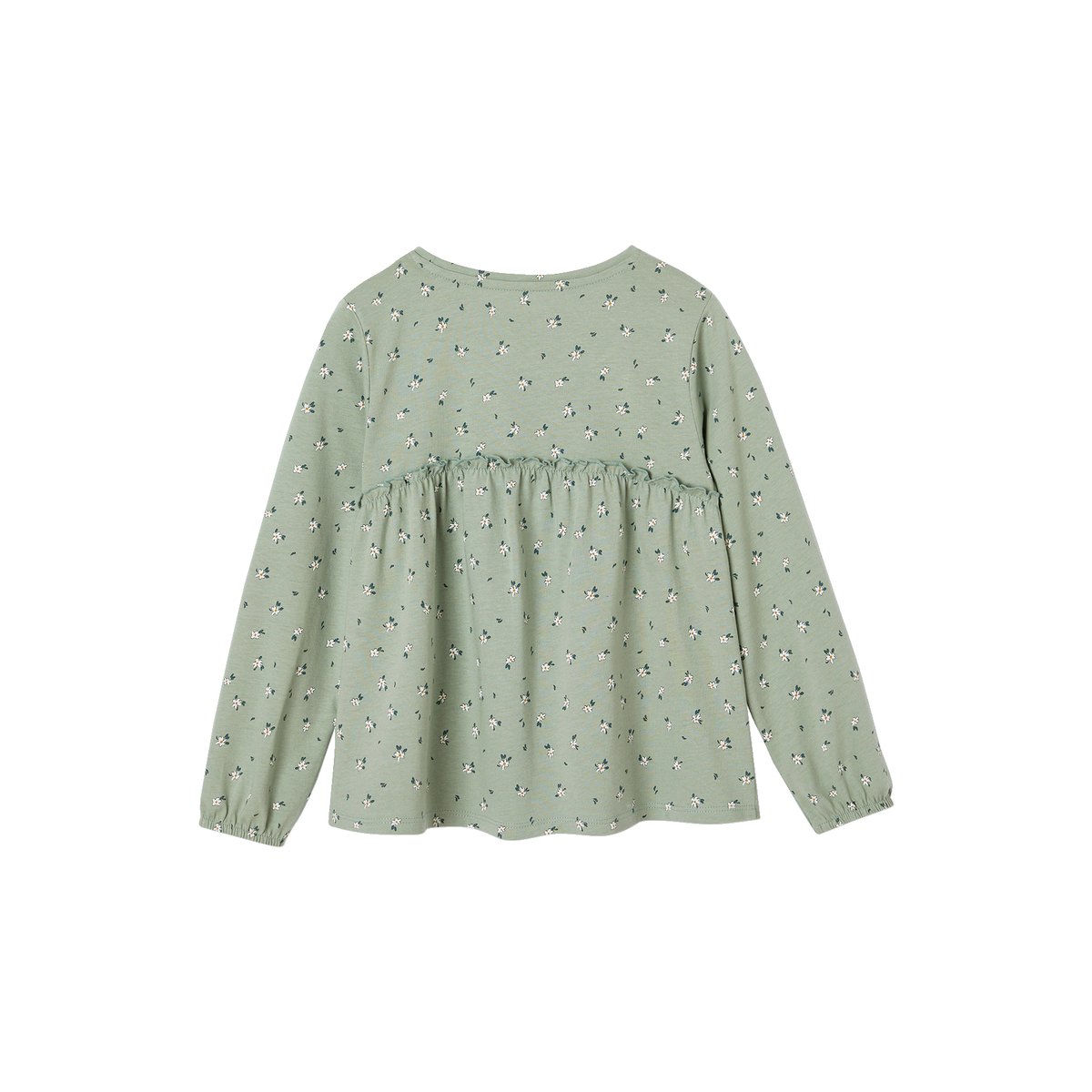 T-shirt blouse imprimé manches longues vert de gris, VERTBAUDET