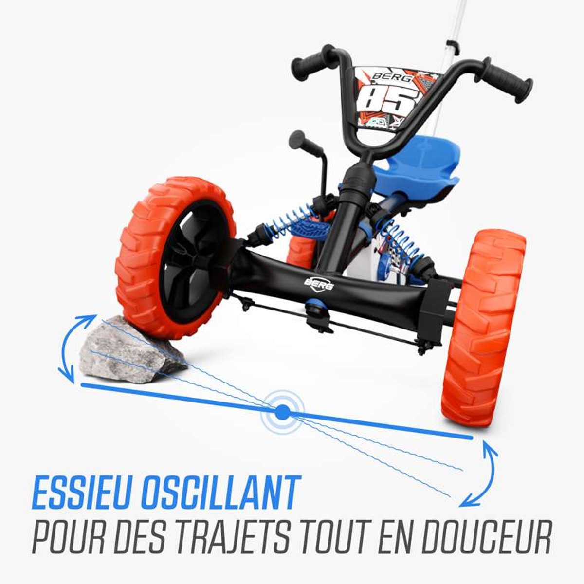 Kart à Pédales pour Enfants, 2+ Ans, Buzzy 2-in-1 blue/orange, BERG TOYS
