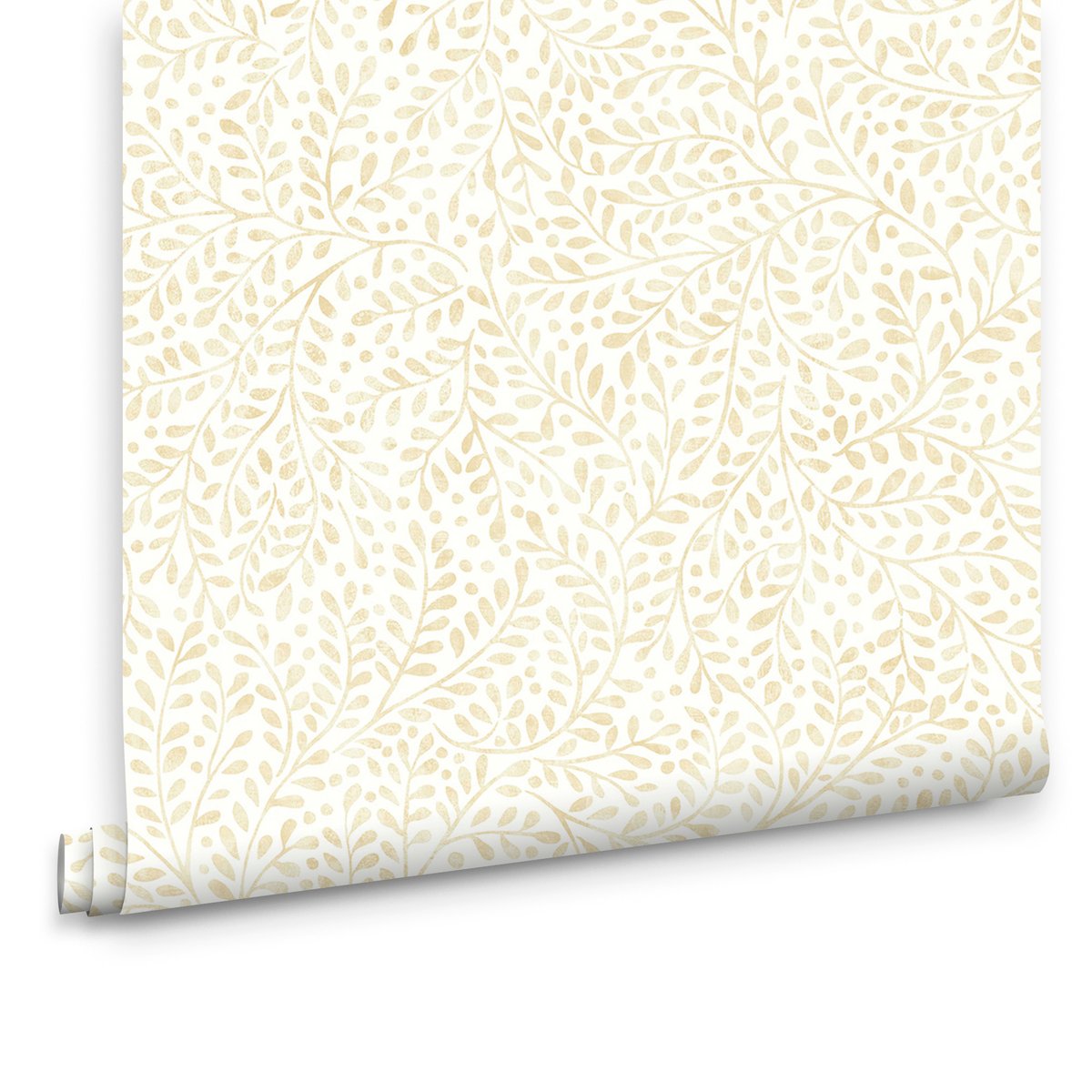 Papier peint floraison claire jaune clair, écru, JOULES