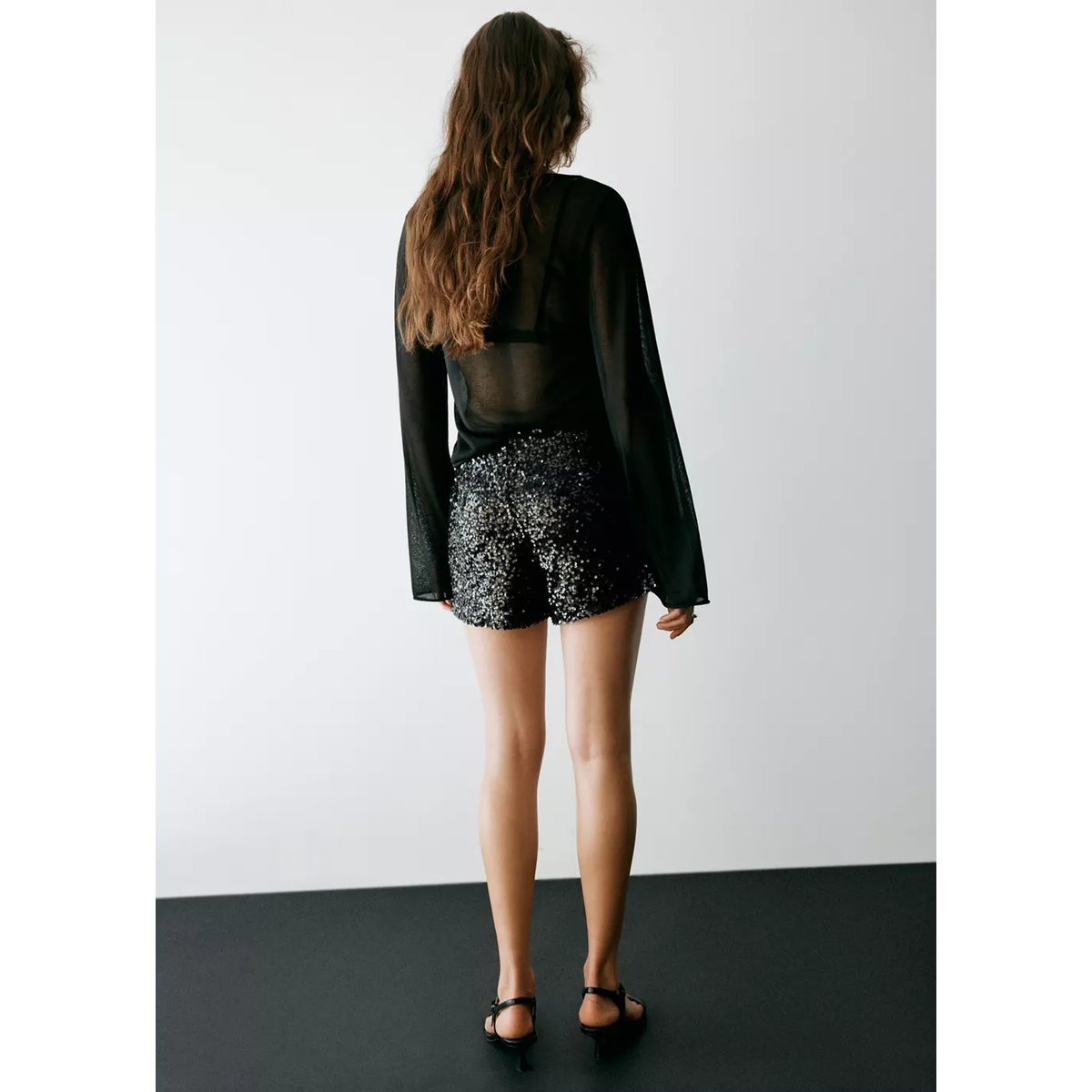 Short sequins noir, MANGO TEEN