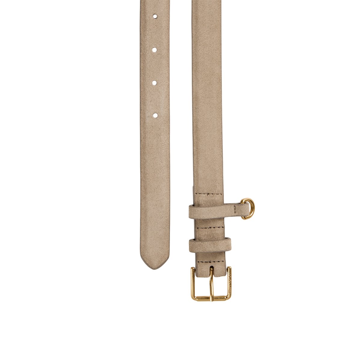 Ceinture modèle Daria en cuir velours souple taupe, MARC O'POLO