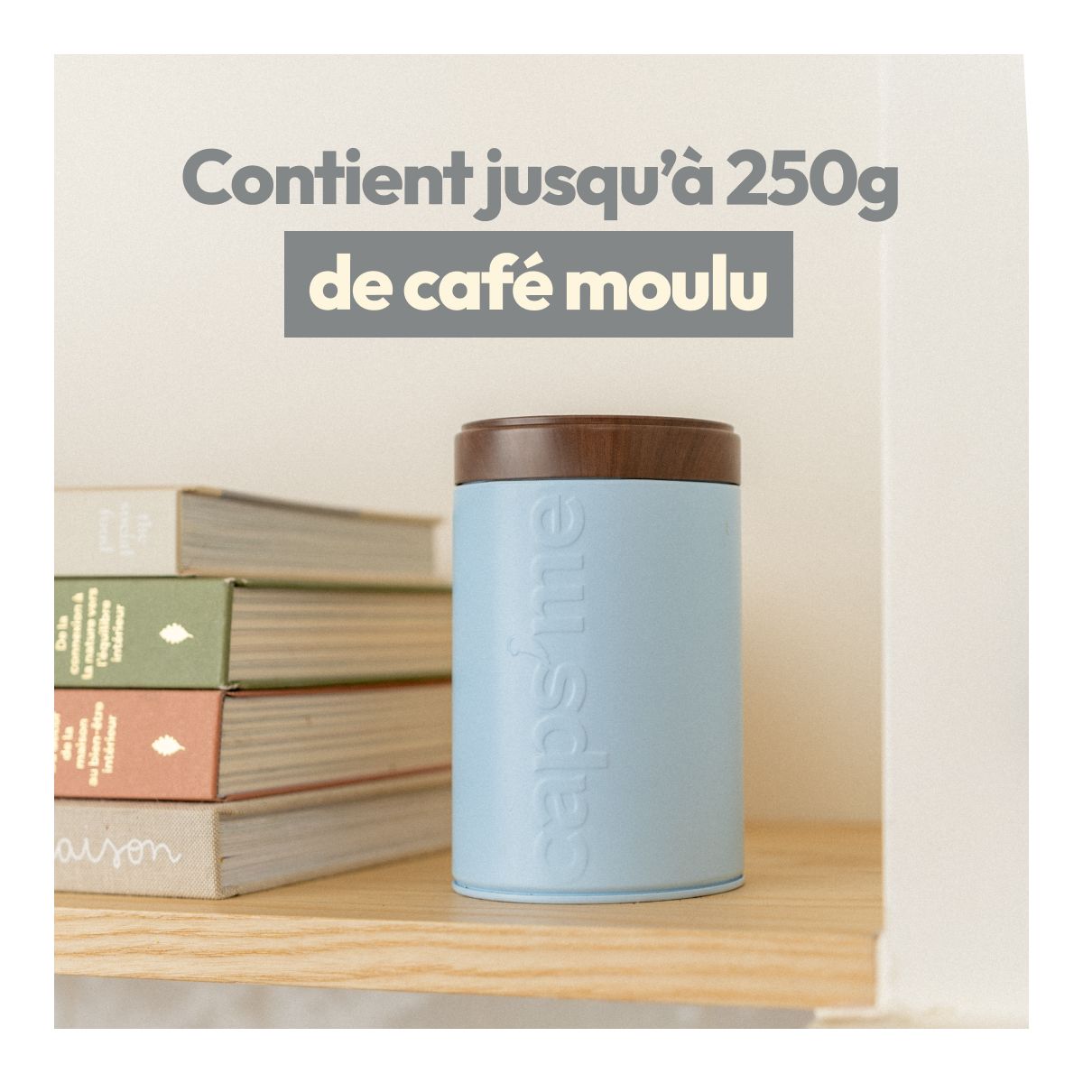 Boite à café à café noire contenance 250g couleur unique, CAPS ME