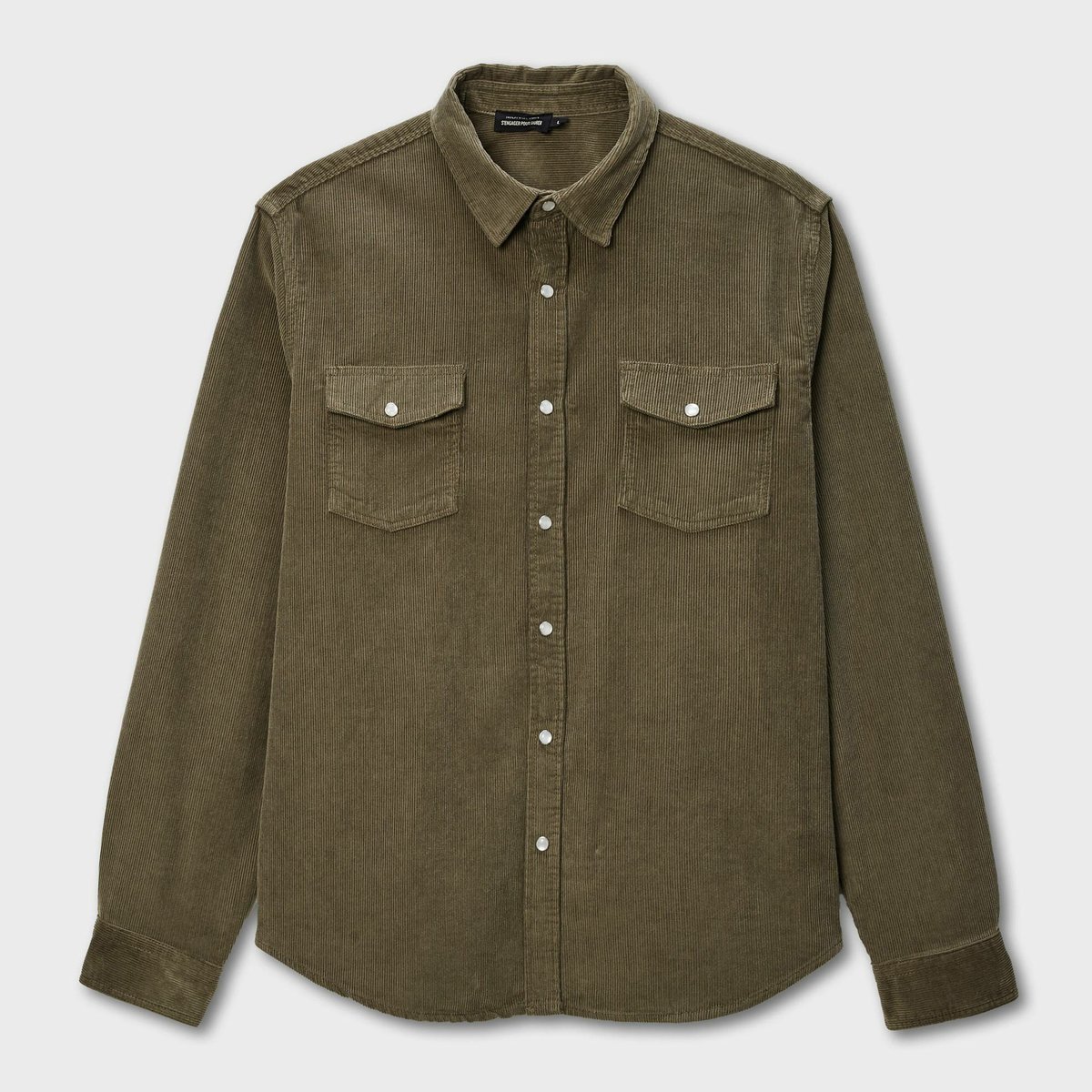 Chemise manches longues à snaps velours en coton BIO GOTS elm, MONOPRIX