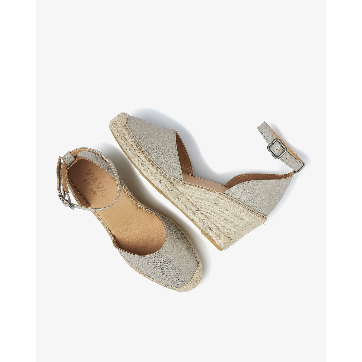 Espadrilles FLORA BRAID gris métallisé, VIA VAI