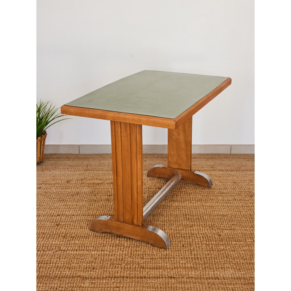 Table à manger bistro en formica Denise N°1173 - Bon état bois clair, DEBONGOUT