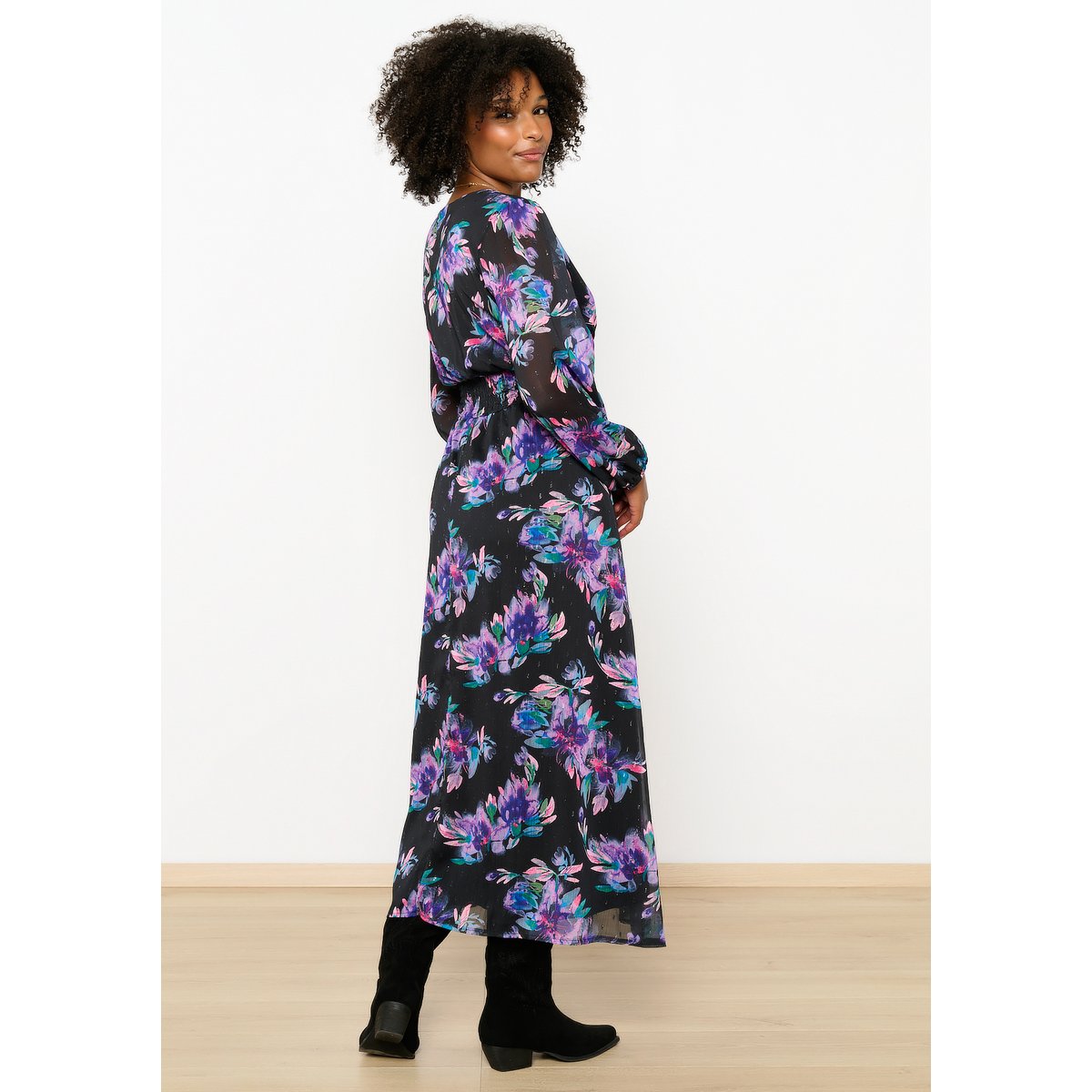 Robe à imprimé fleuri noir, LOLALIZA