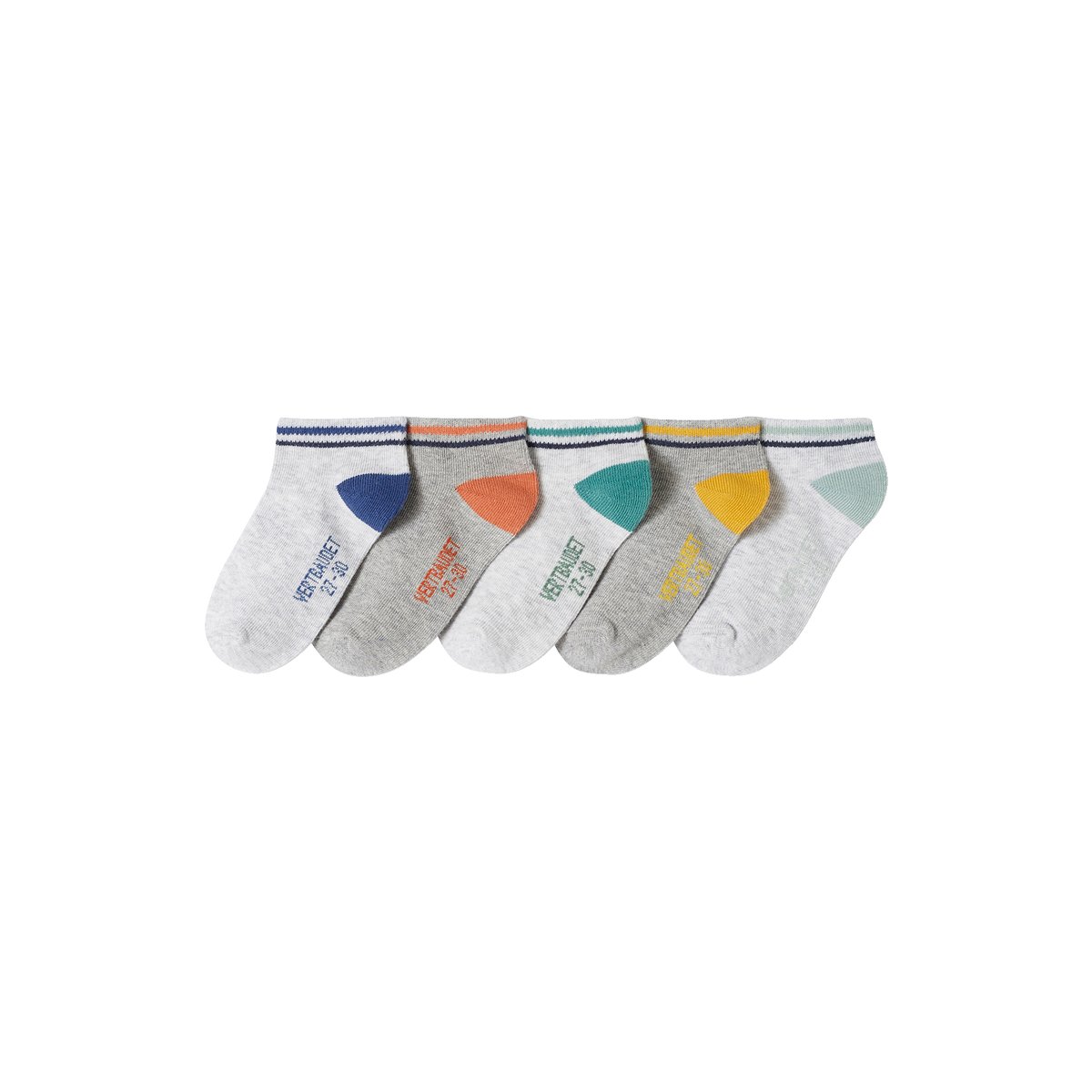 Lot de 5 paires de soquettes BASICS gris chiné, VERTBAUDET