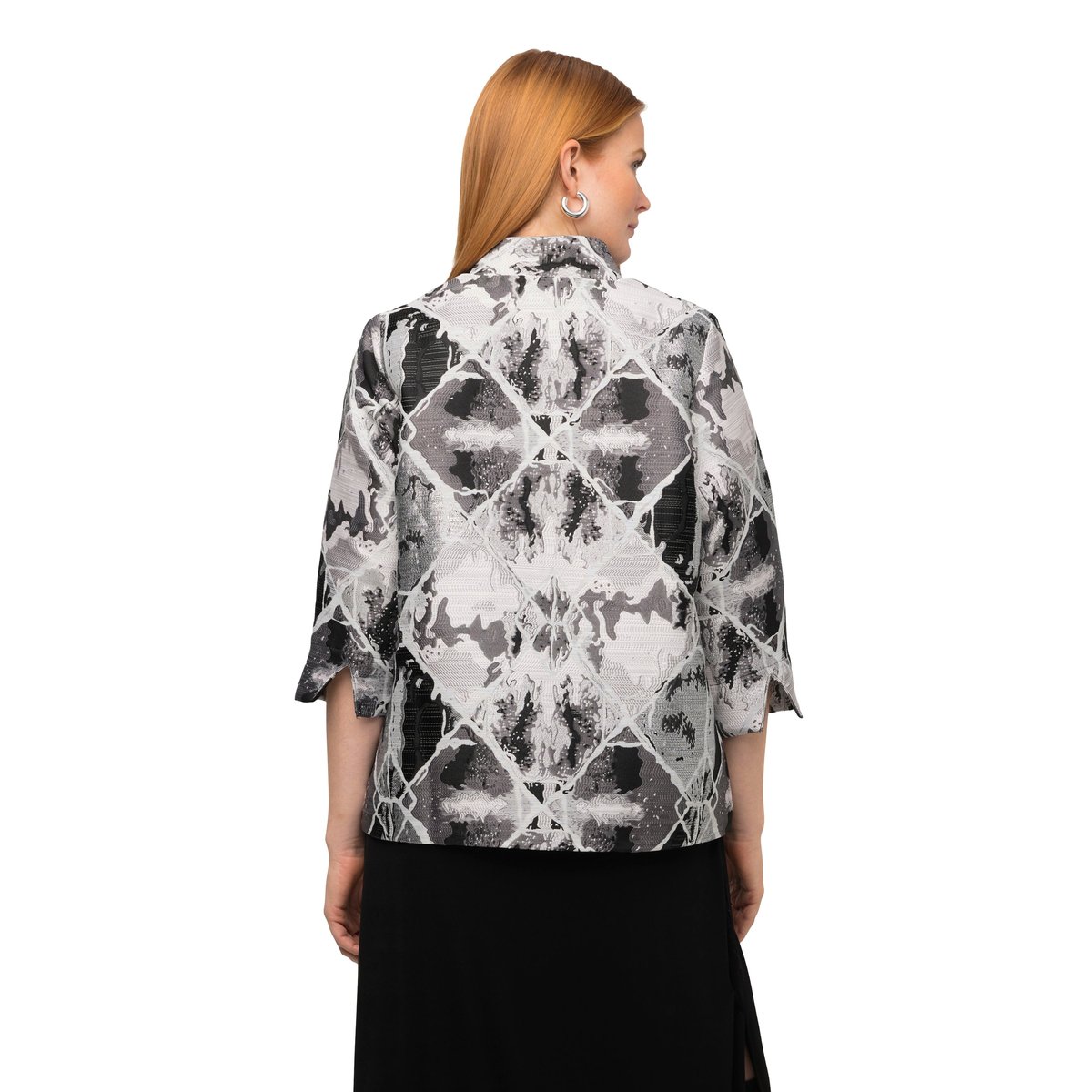 Blazer, motif à carreaux en jacquard noir, ULLA POPKEN