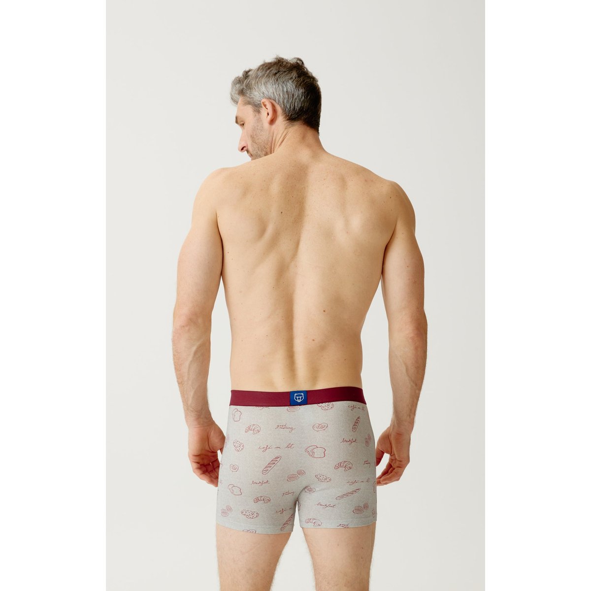Boxer en jersey de coton imprimé P'tit dej au lit gris, ARTHUR