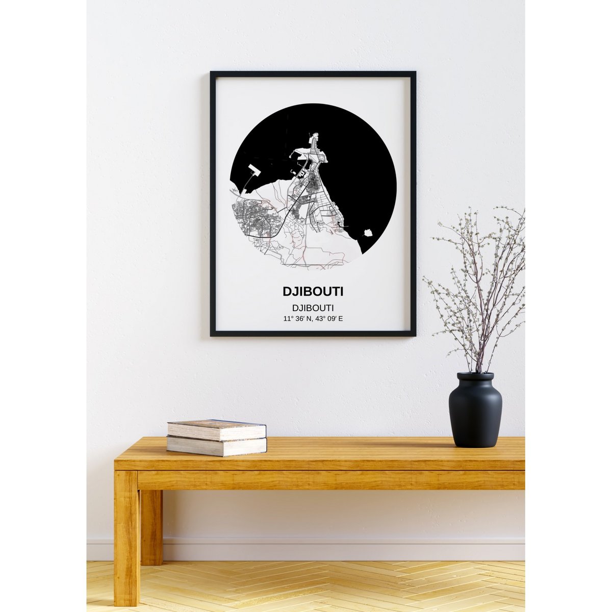 Affiche Carte Djibouti blanc, L'AFFICHERIE