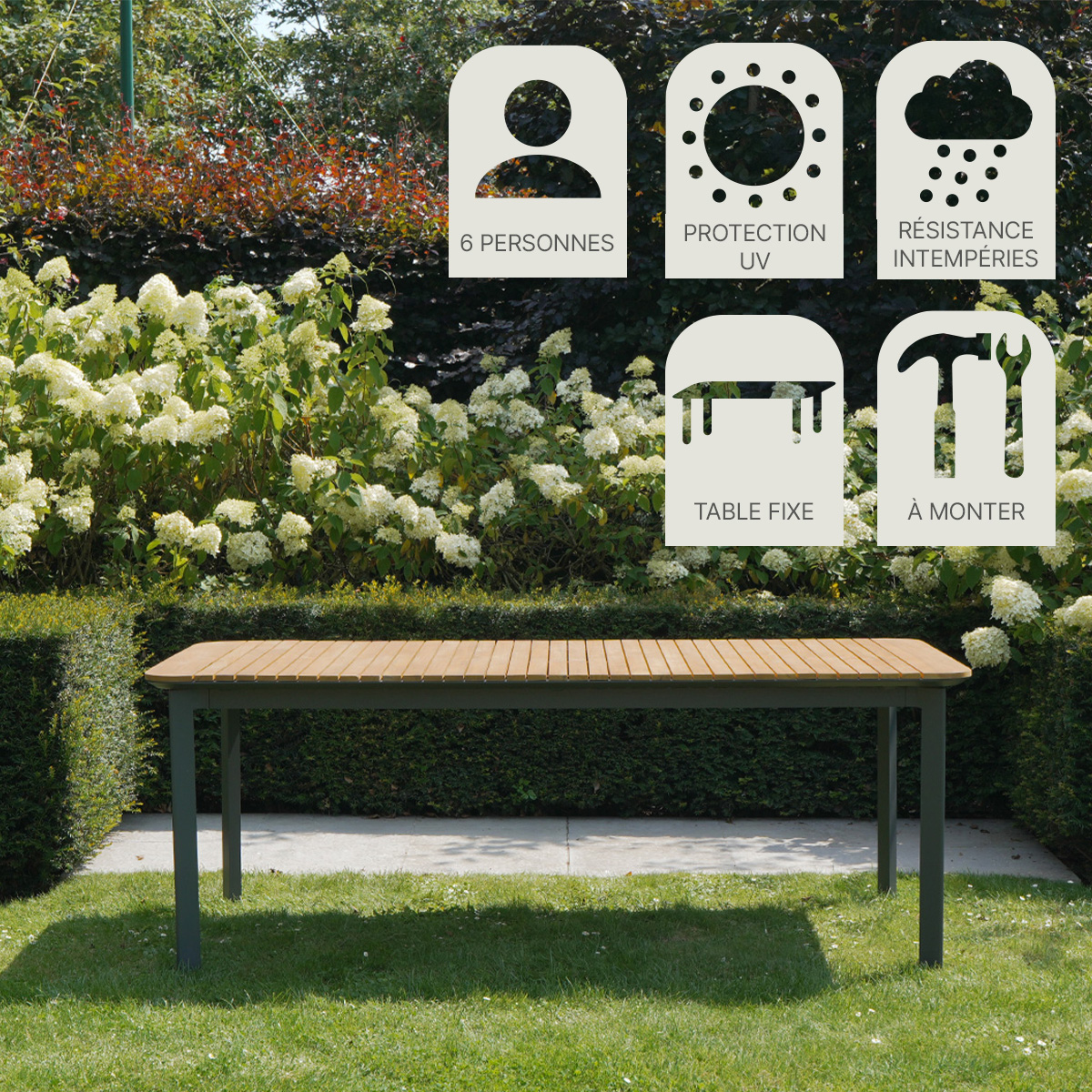 Table teck massif alu PIANA anthracite, WILSA GARDEN
