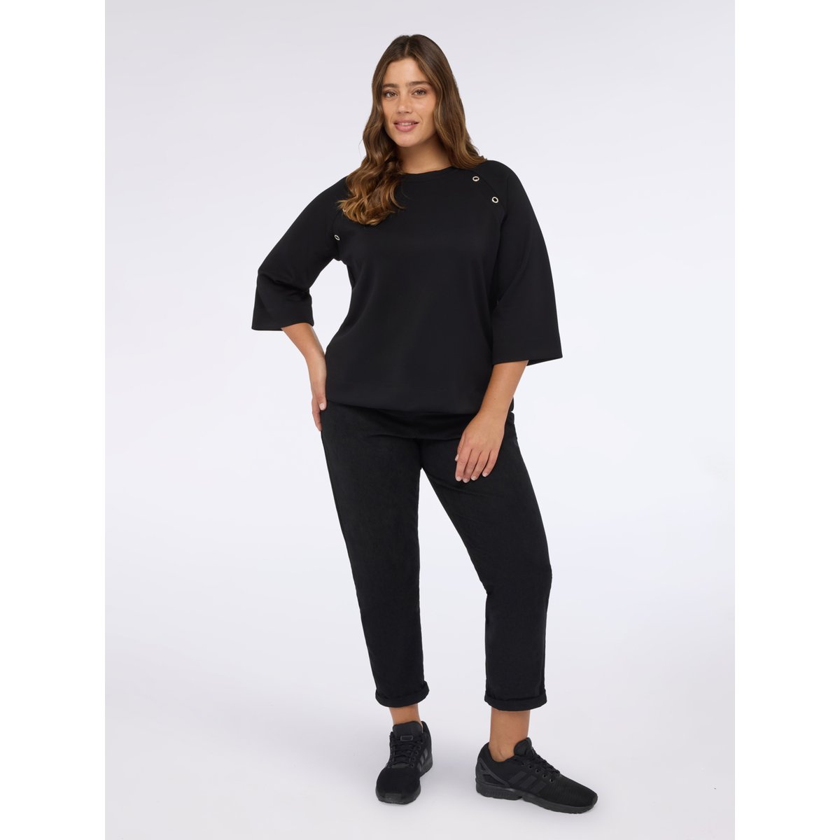 Pantalon Barrel en velours côtelé noir, FIORELLA RUBINO