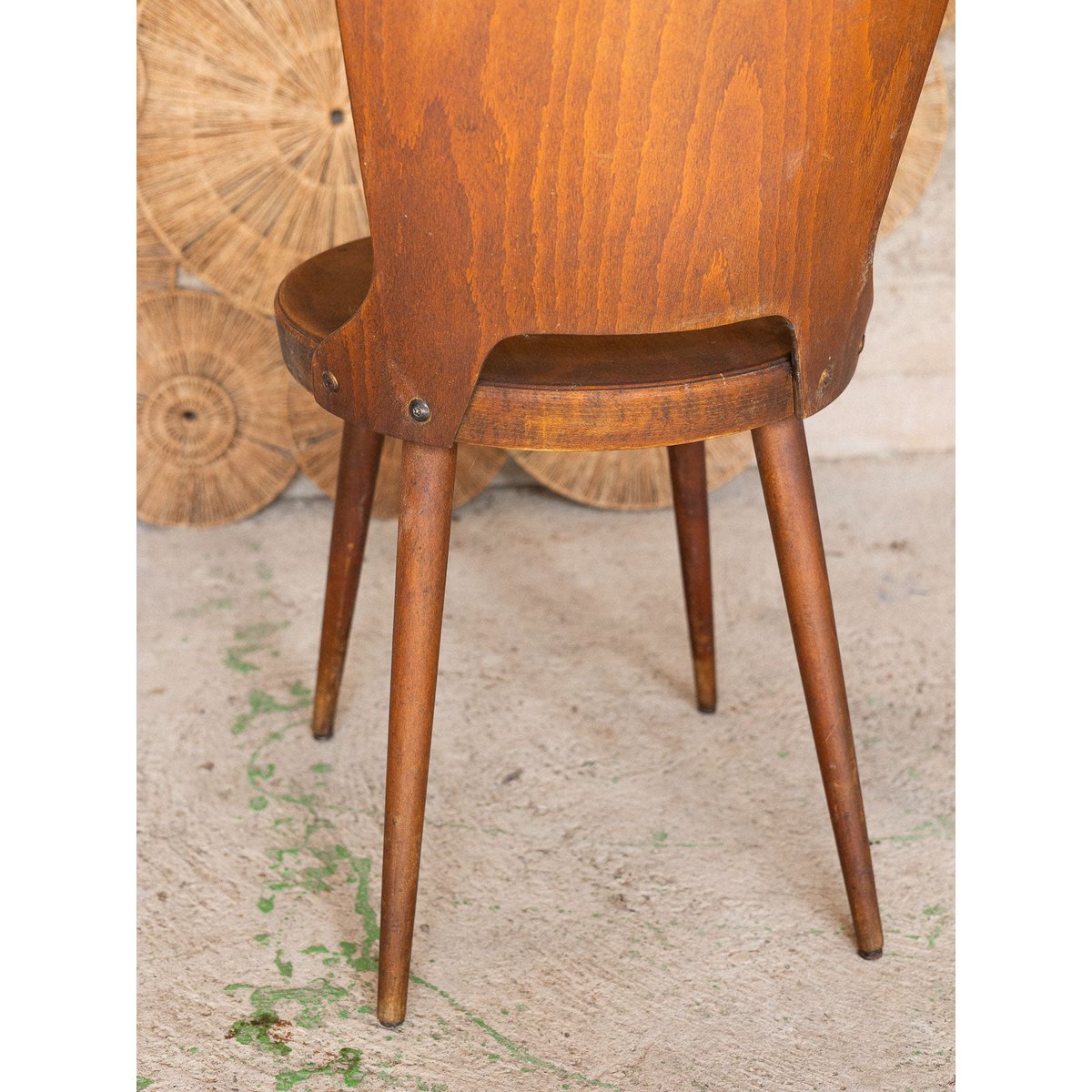 Chaise Mondor Baumann Alma N°1884 - Bon état bois foncé, DEBONGOUT