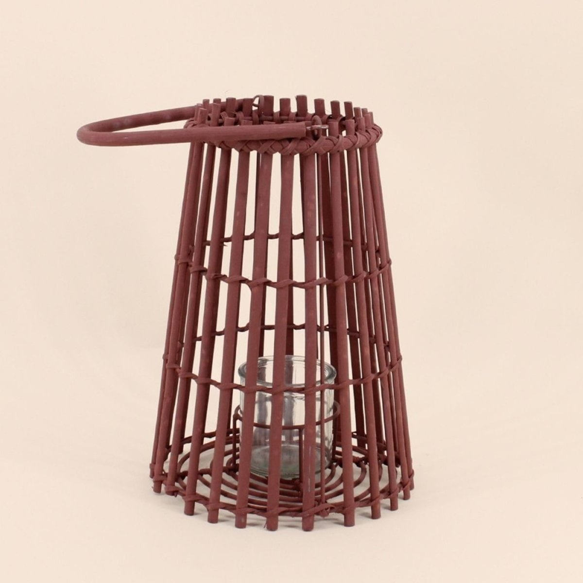 Lanterne en rotin conique 30cm rouge, ORNAMI