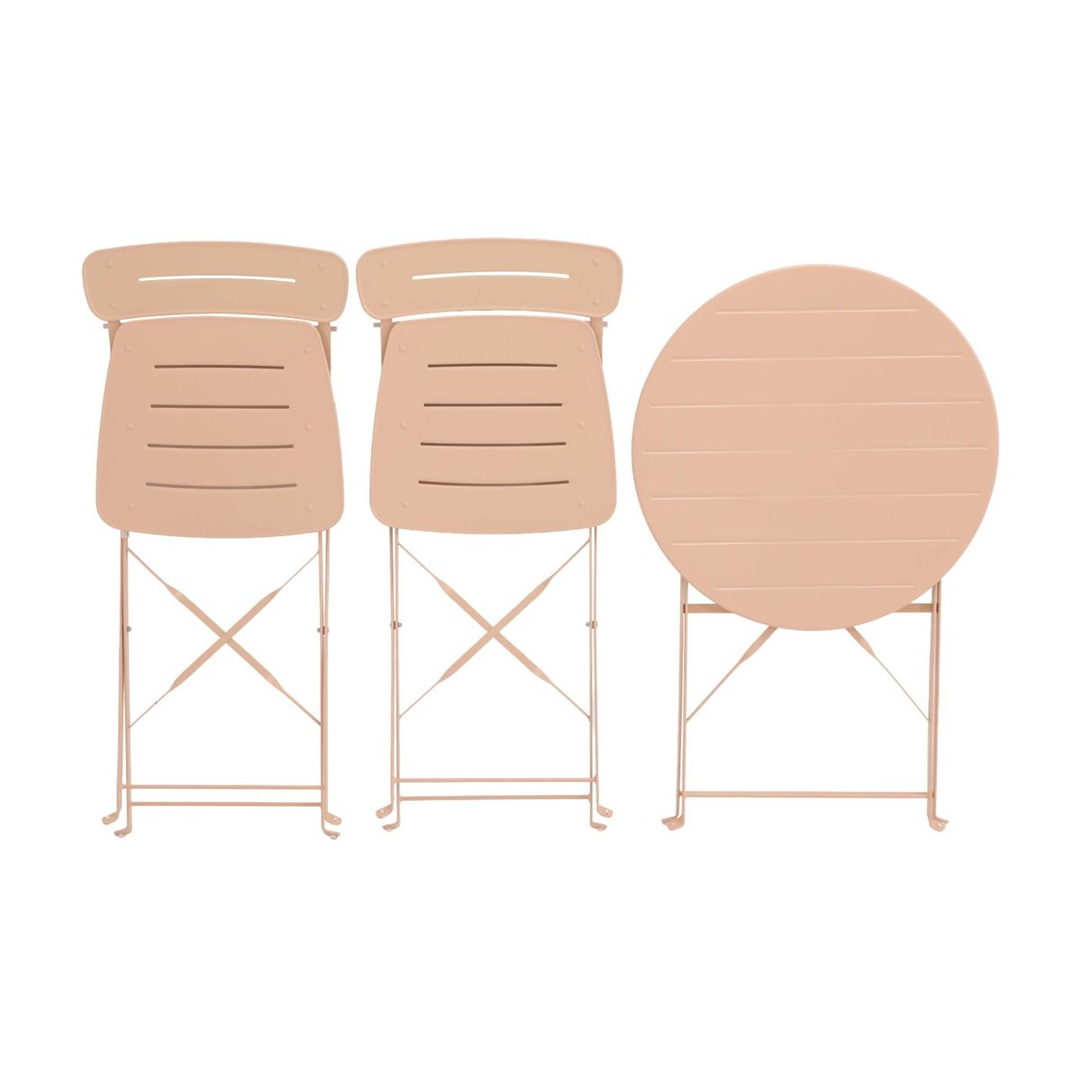 Table de jardin bistrot pliante ronde acier + 2 assises BALCONEA rose, SWEEEK