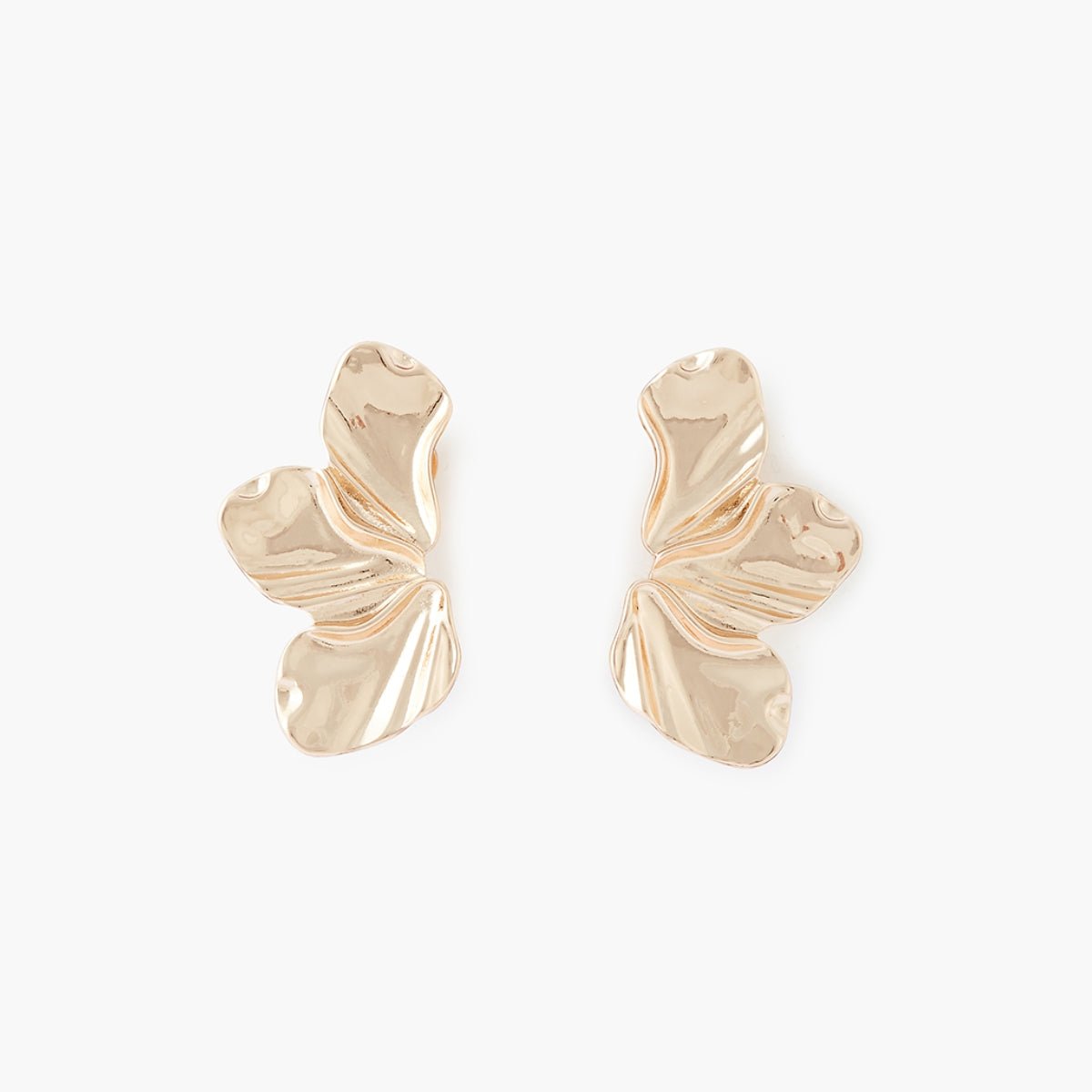 Boucles d'oreilles clips - demi fleurs dorées doré, BALABOOSTE
