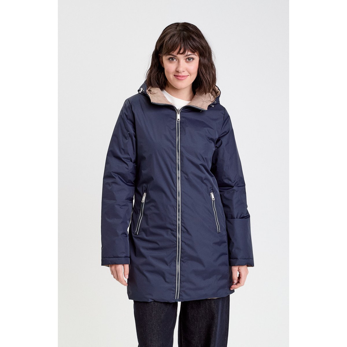 Parka à capuche réversible bleu marine, CACHE CACHE