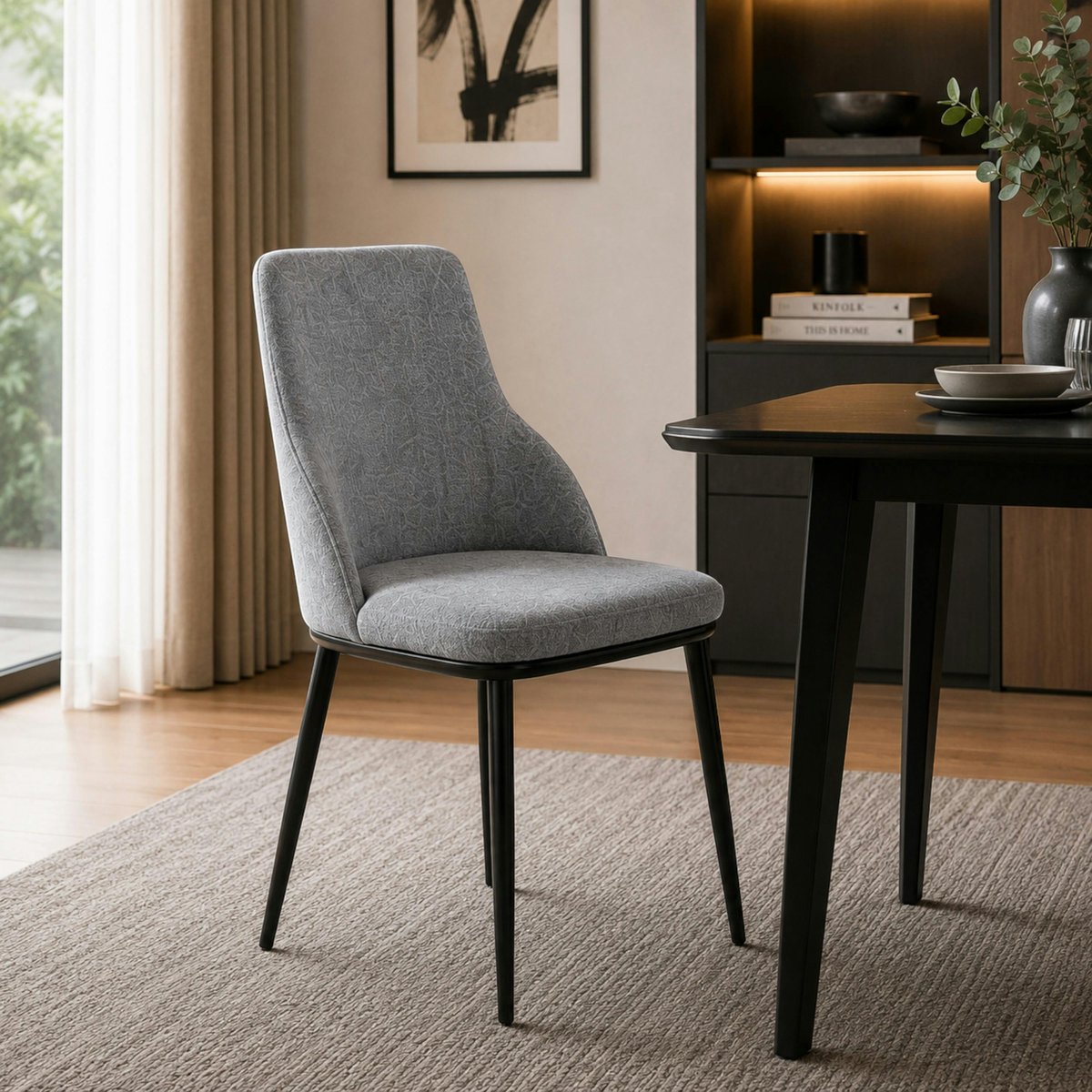 Chaise en tissu, pieds métal (lot de 2) AUREN gris, PIER IMPORT