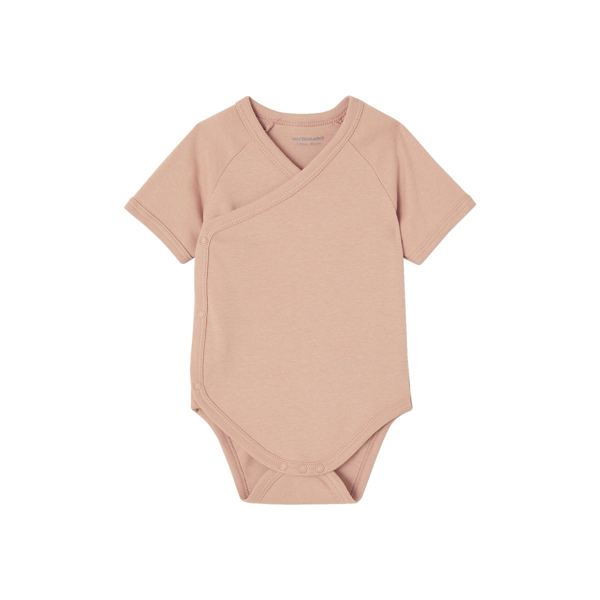 Lot de 7 bodies manches courtes ouverture naissance BASICS multicolore, VERTBAUDET
