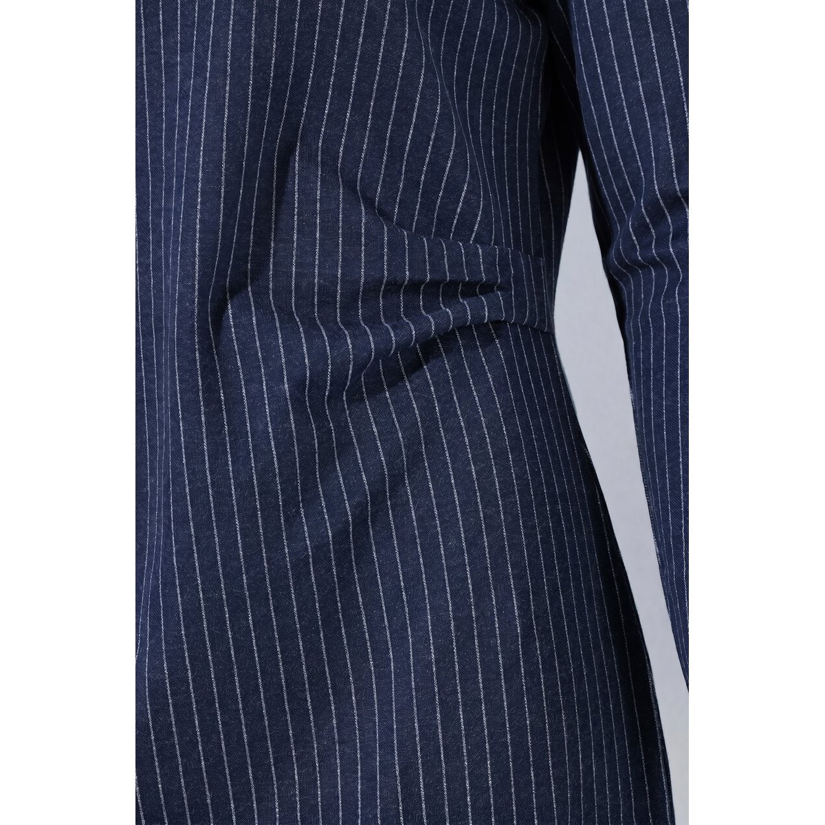 Robe en molleton à fines rayures marine, ULLA POPKEN