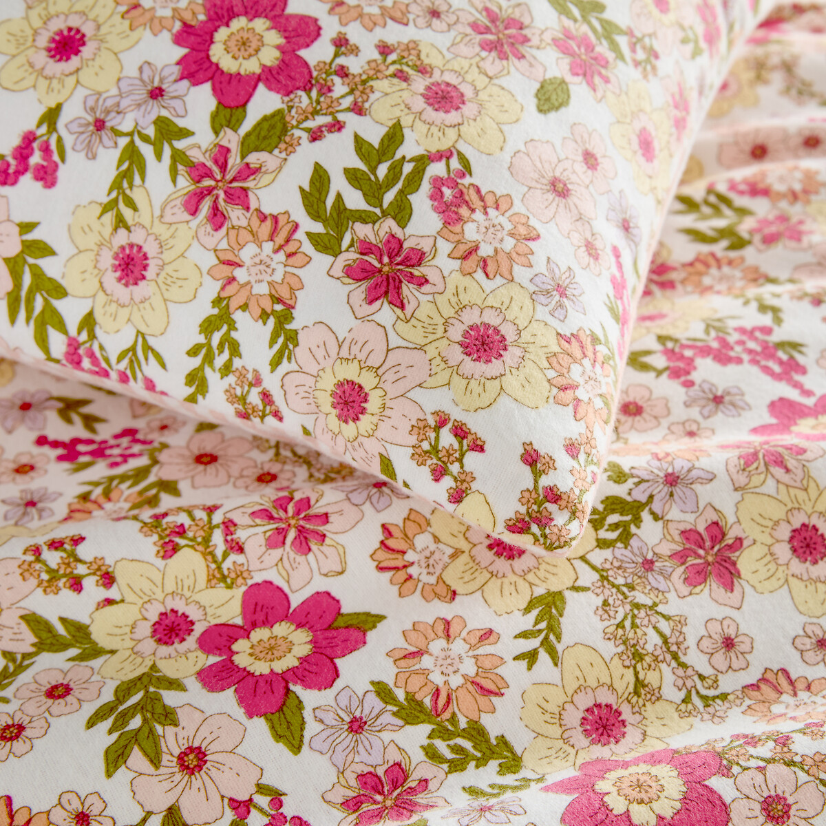 Funda de almohada para cama infantil, de franela, estampado de flores, MEREDITH crudo/rosa, LA REDOUTE INTERIEURS
