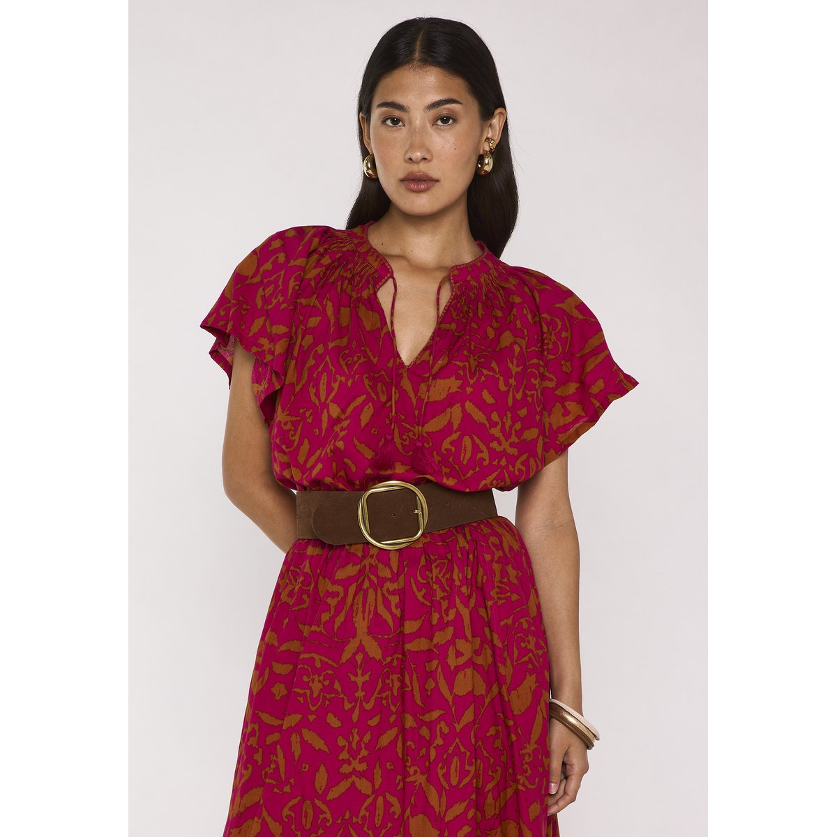 Blouse imprimée à manches courtes en coton MIA fuchsia, Maison 123