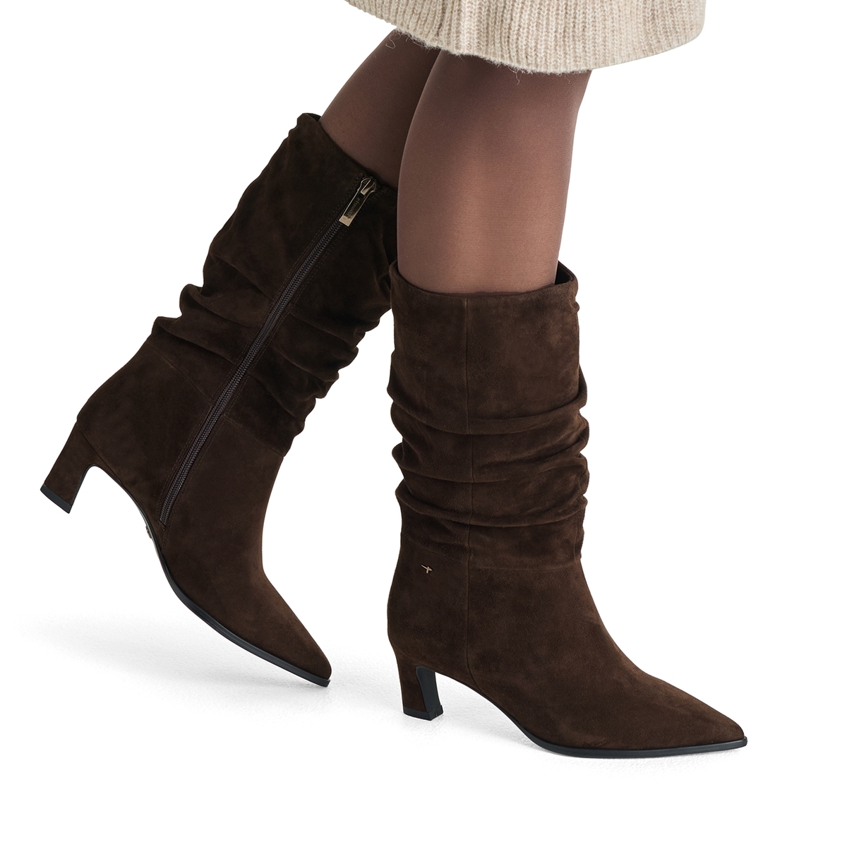 Bottine en cuir marron mocca, TAMARIS