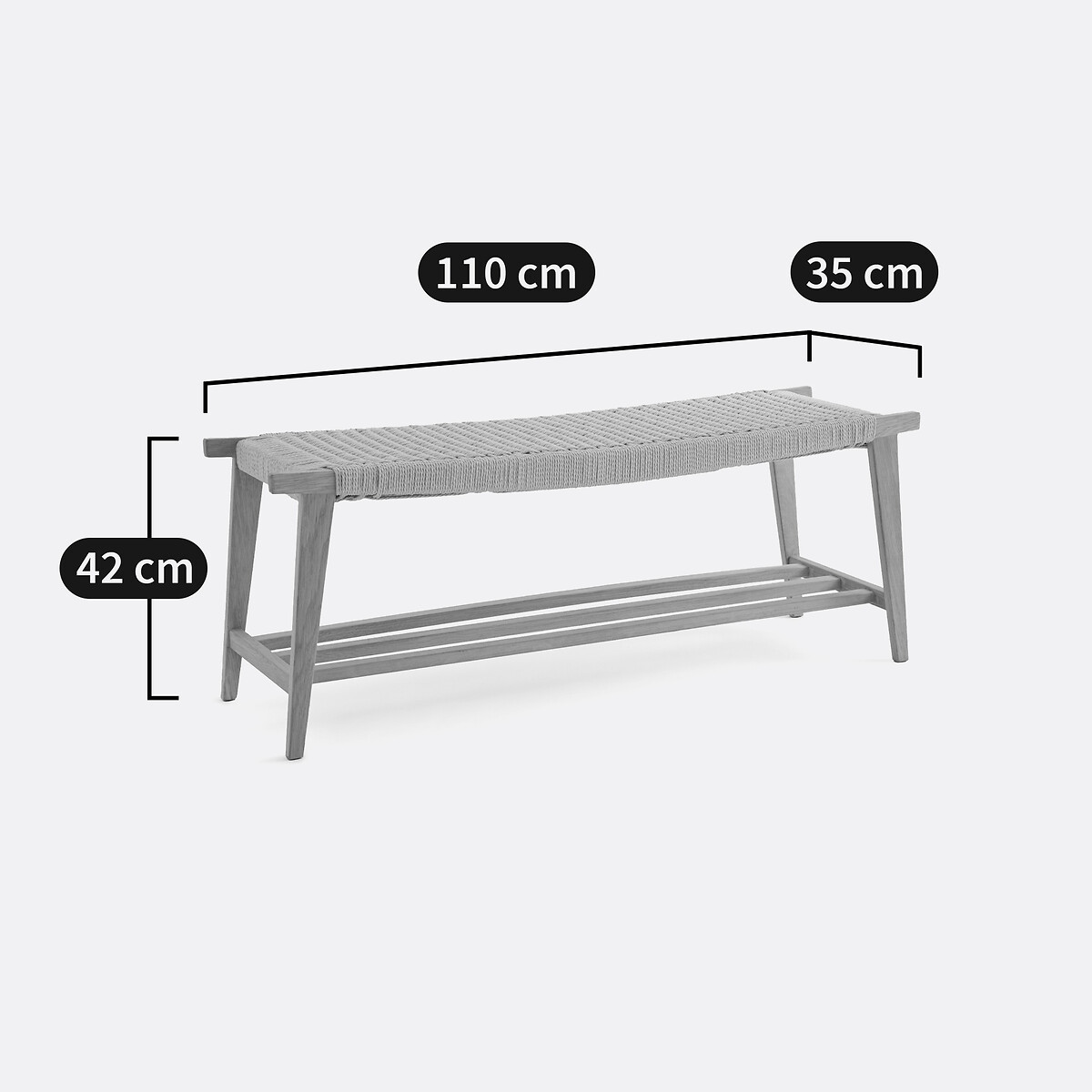 Banc chêne massif, Kioto beige, LA REDOUTE INTERIEURS