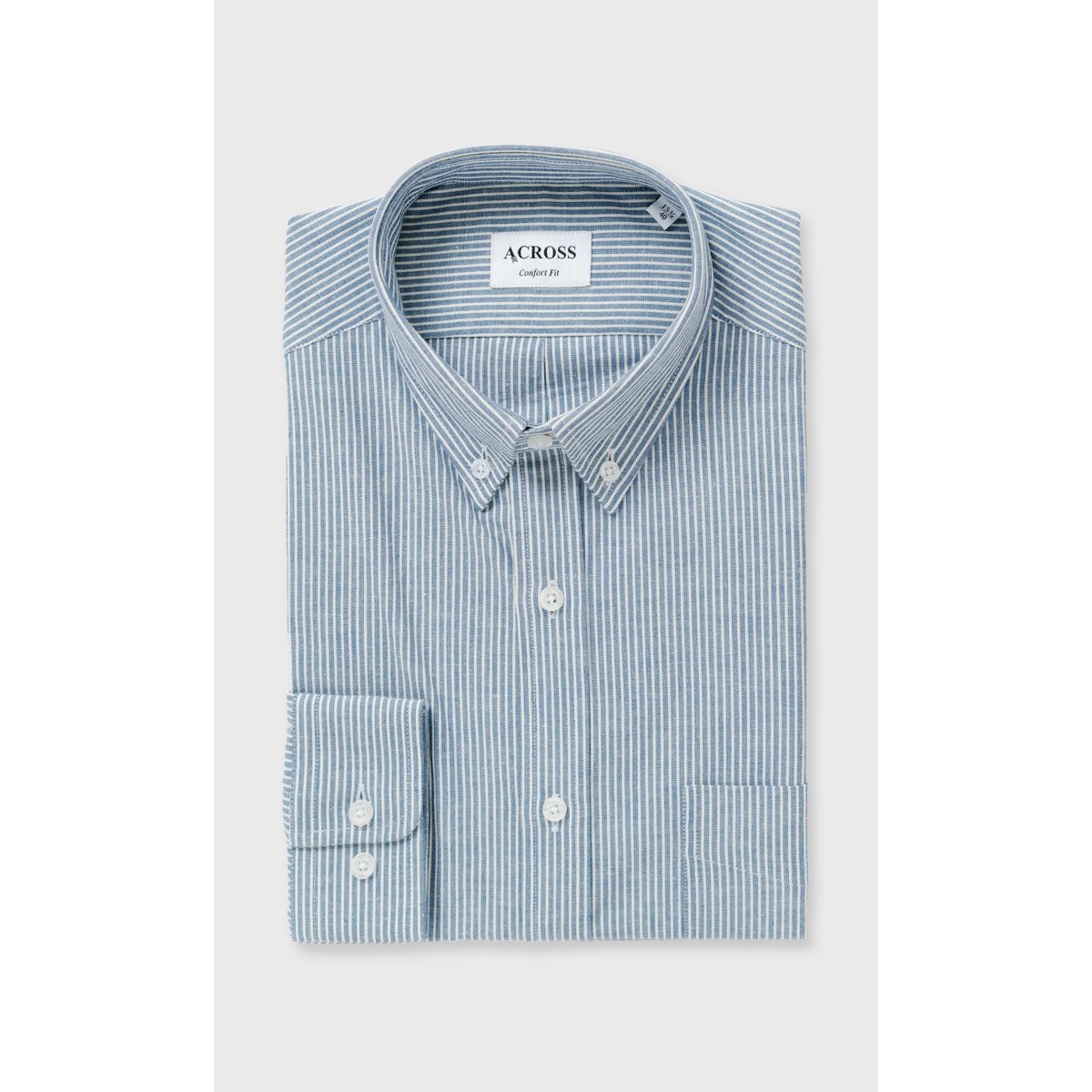 Chemise Confort fit fines rayures texturées bleu marine, ACROSS