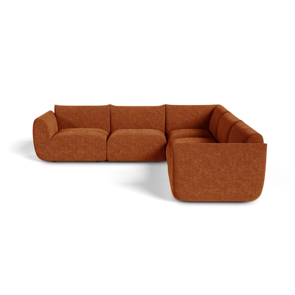 Canapé d'angle panoramique modulable 7 places en velours chenillé NOOMA terracotta, SIA HOME