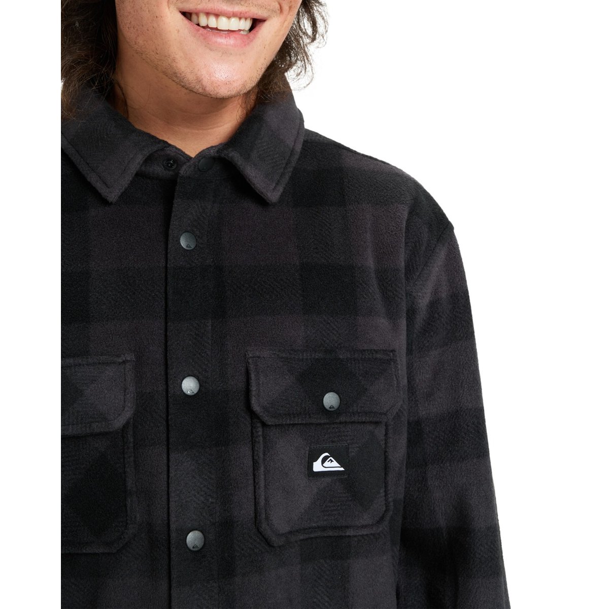 Chemise à carreaux à manches longues BERING STRAIT CHECK noir black northsea plaid, QUIKSILVER