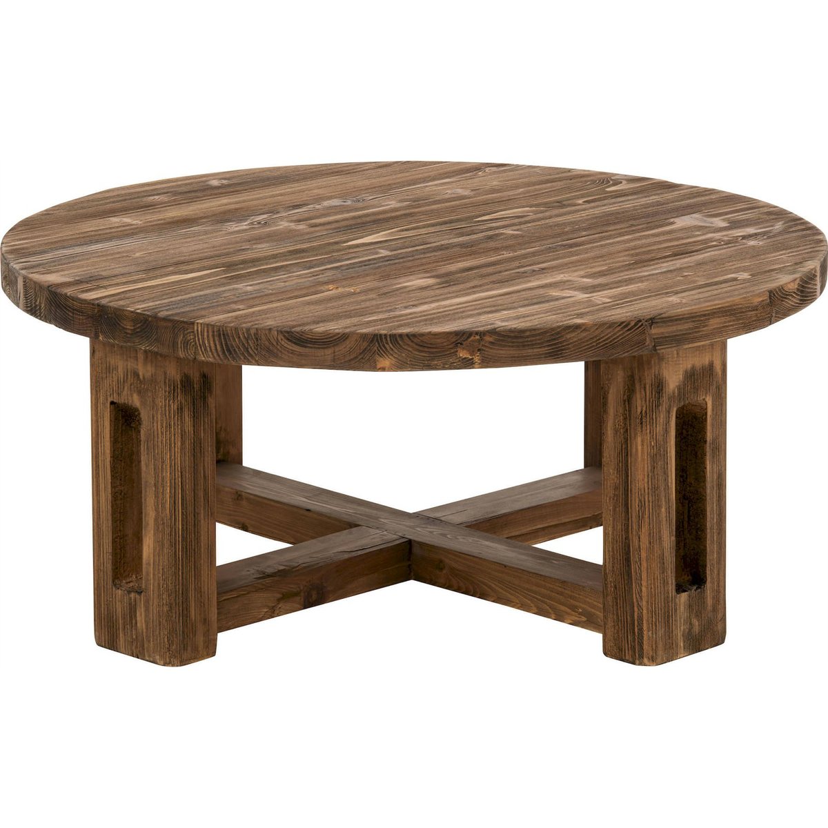 Table basse ronde en bois recyclé marron, RECOLLECTION