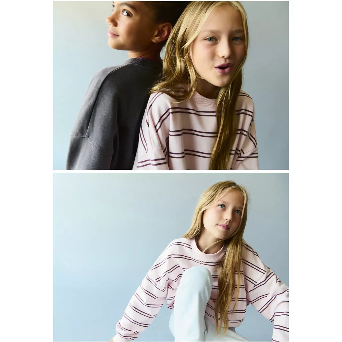 Sweat-shirt coton rayures rose, MANGO KIDS