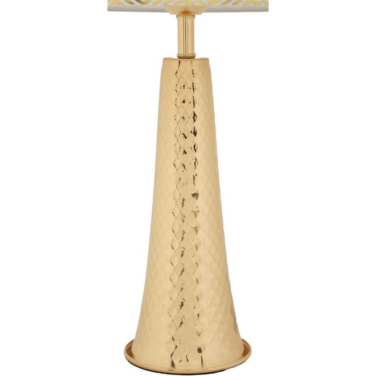 Lampe à poser en fer abat-jour tissu GLAM doré et blanc, RECOLLECTION